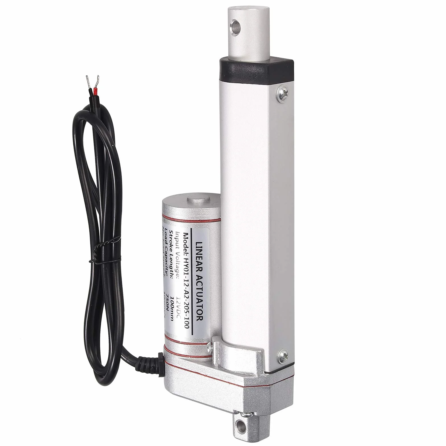 AUTOUTLET Silnik liniowy, napęd regulacyjny, otwieracz bramy, silnik liniowy DC 12 V, 750 N, 100 mm, 10 mm/s, elektryczny cylinder silnik prądu stałego z uchwytem 2 x, do mebli samochodowych itp.,