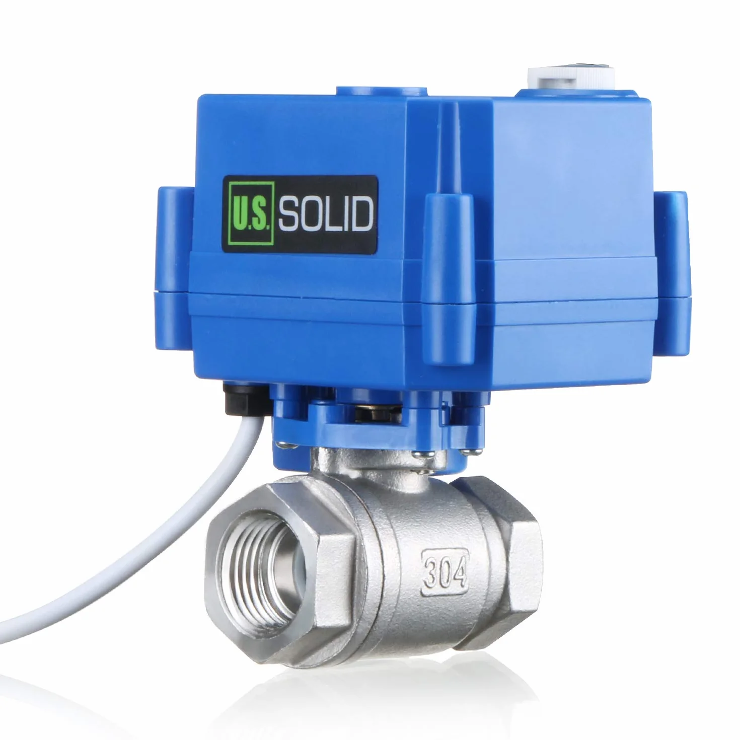 U.S. Solid Zawór kulowy silnika z funkcją ręczną 1/2", stal nierdzewna, 2-drożny DN15 elektryczny zawór strefowy, 9-24 V AC/DC, 2 przewody, automatyczny powrót NC