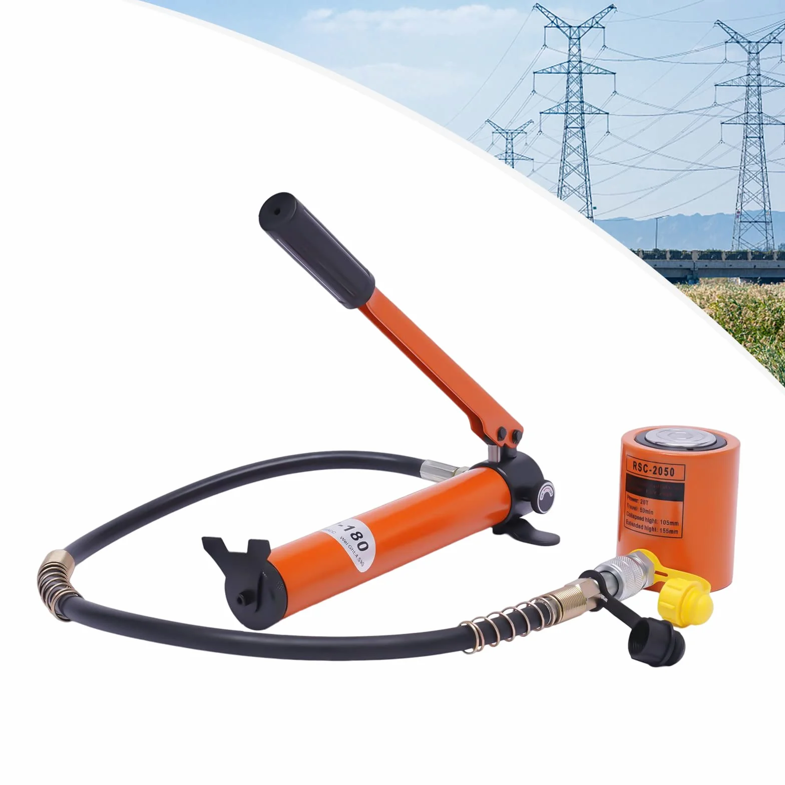Siłownik hydrauliczny 20T 50 mm z ręczną pompą hydrauliczną 70 Mpa 350 CC do naprawy samochodów, ciężarówek