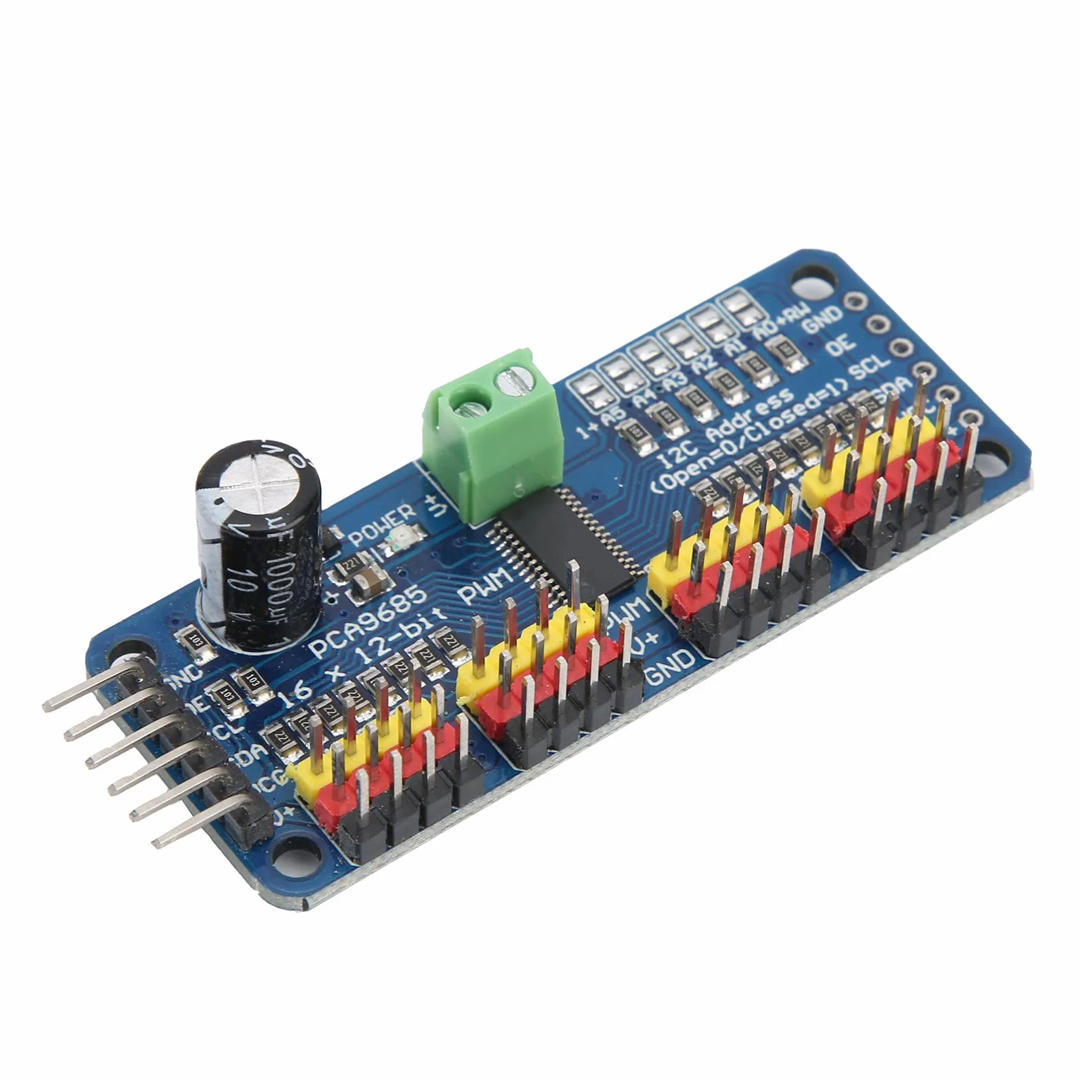 SENECESLI Sterownik Serwo PWM PCA9685 16-kanałowy Moduł Płytki Napędu Silnika dla Robota, 5V
