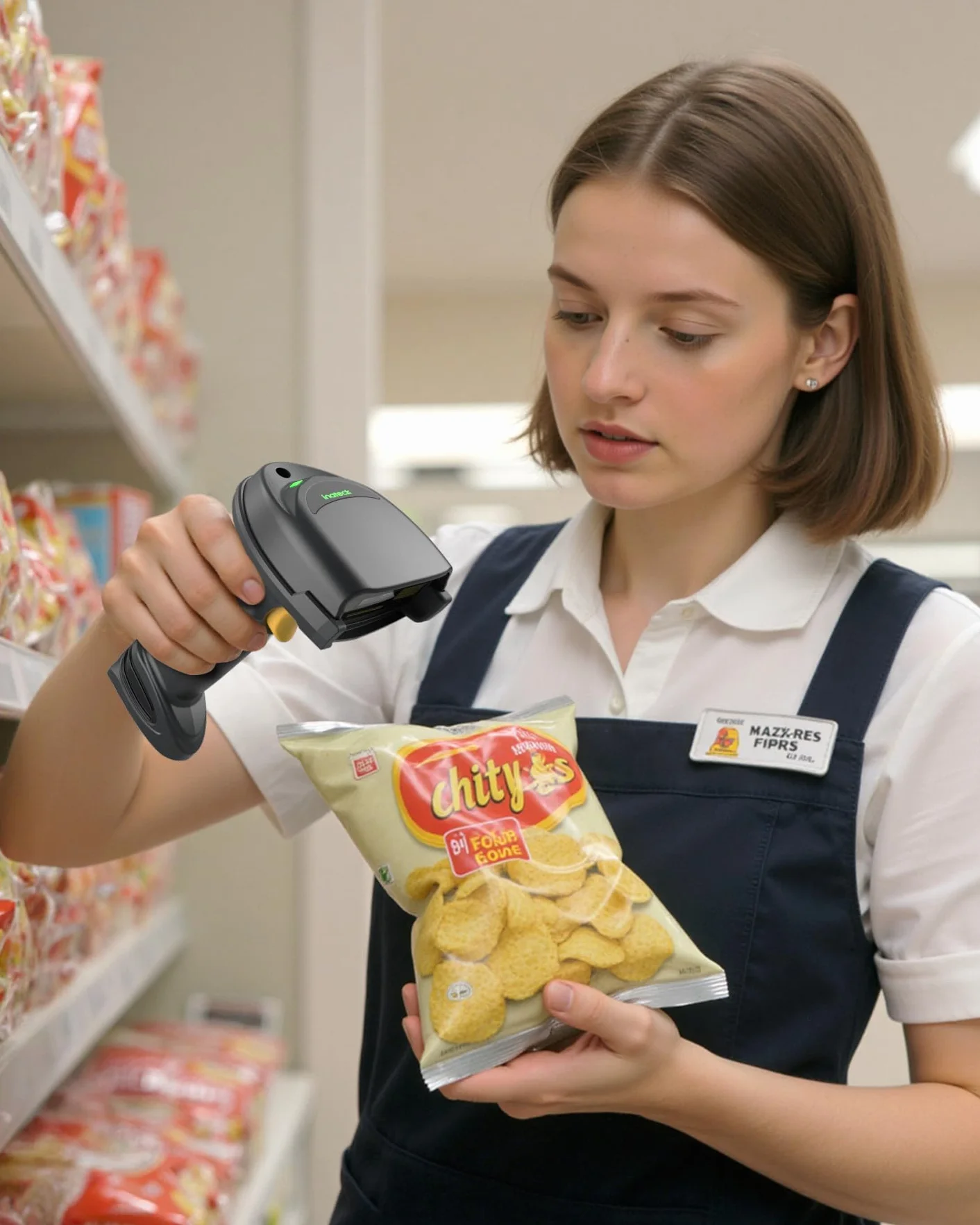 Inateck Skaner kodów kreskowych, bezprzewodowy skaner kodów QR z Smart Base, 1D/2D, Bluetooth/2.4G/USB 3 w 1, kompatybilny z systemem Windows/iOS/Android/Mac/Linux do handlu detalicznego/magazynu