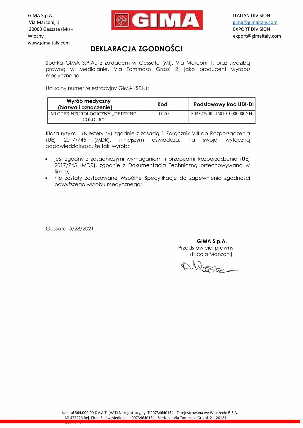 Gima 31255 młotek neurologiczny Dejerina