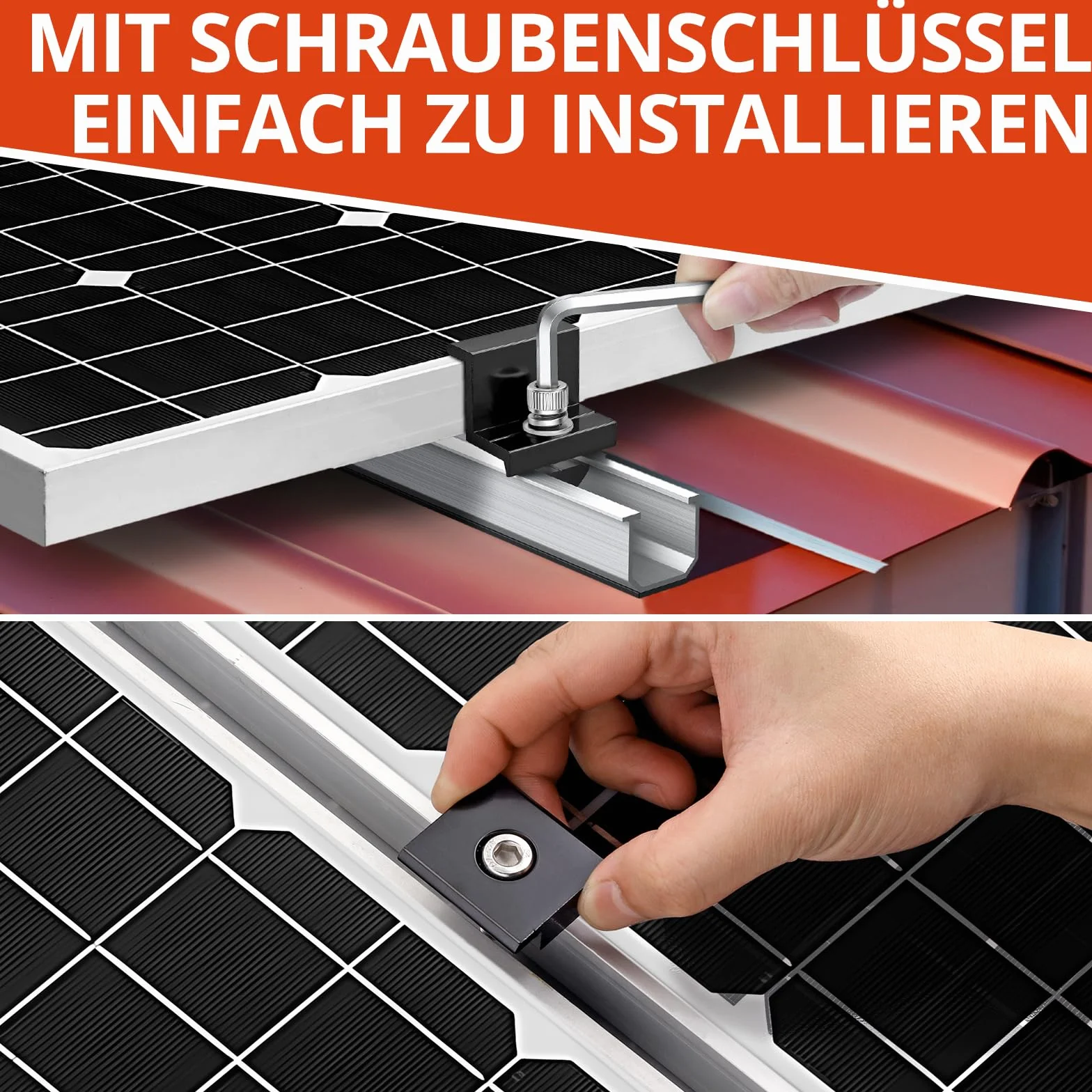 GETLITOOL Aluminiowy uchwyt na panel słoneczny 30 mm, uchwyt Z do paneli fotowoltaicznych