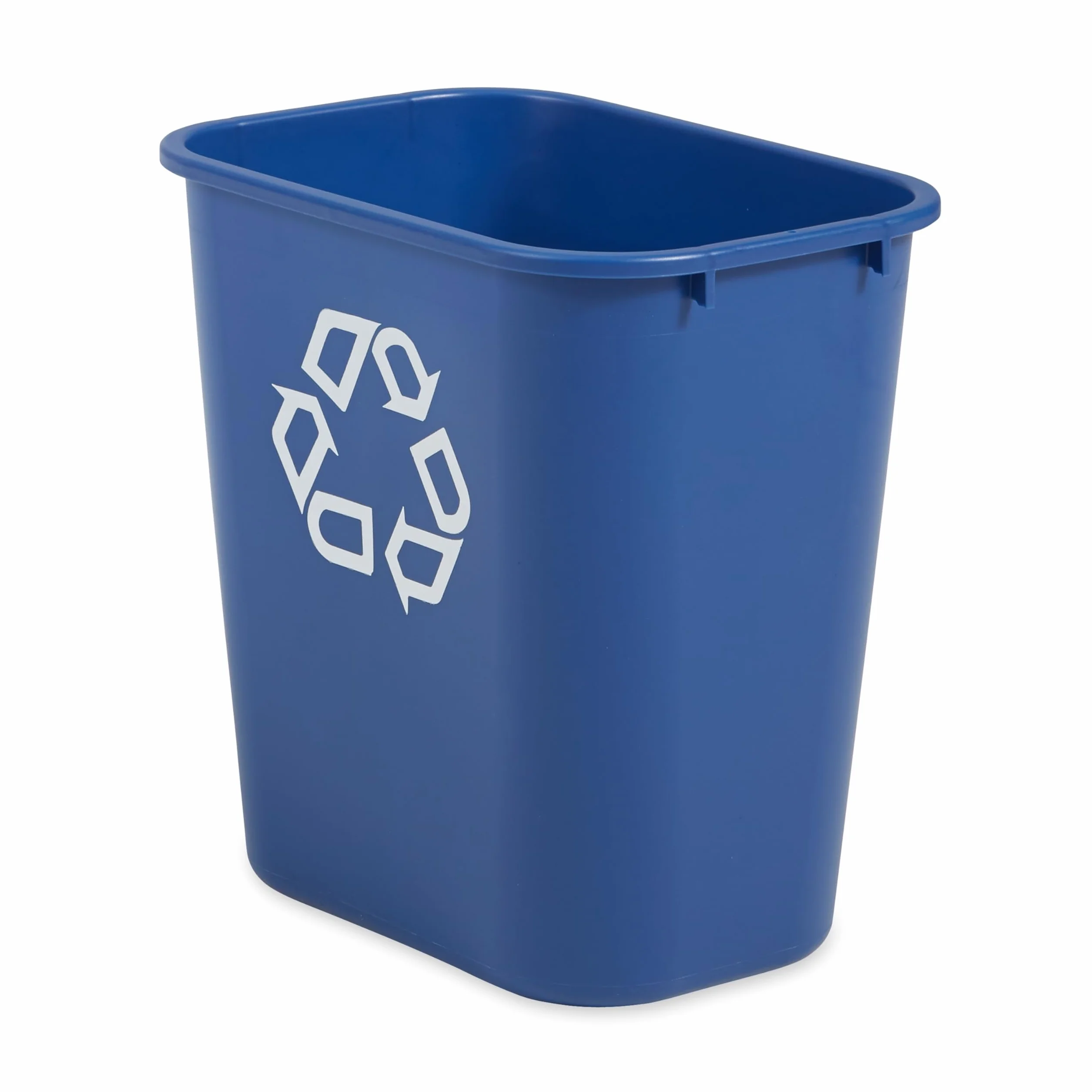 Rubbermaid Commercial Products Deskside Kosz Recyklingowy, 26 L Niebieski - Kompaktowy plastikowy kosz z niebieskim symbolem do biura, łazienki lub pod biurko - FG295673BLUE