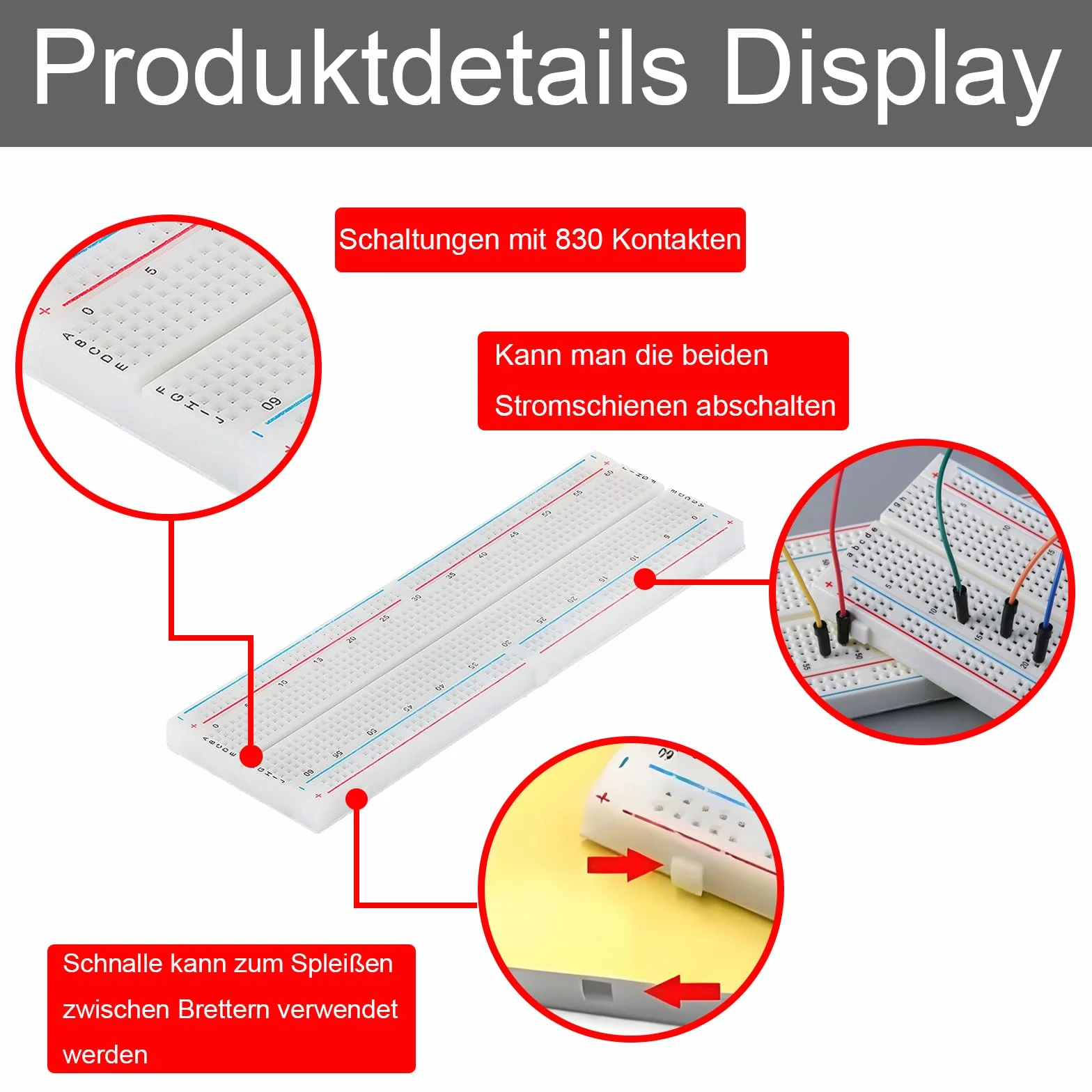 GERUI 3 sztuki Breadboard 830 Pin Solderless Prototype PCB Board Kit do Arduino Proto Shield Distribution bloki łączące