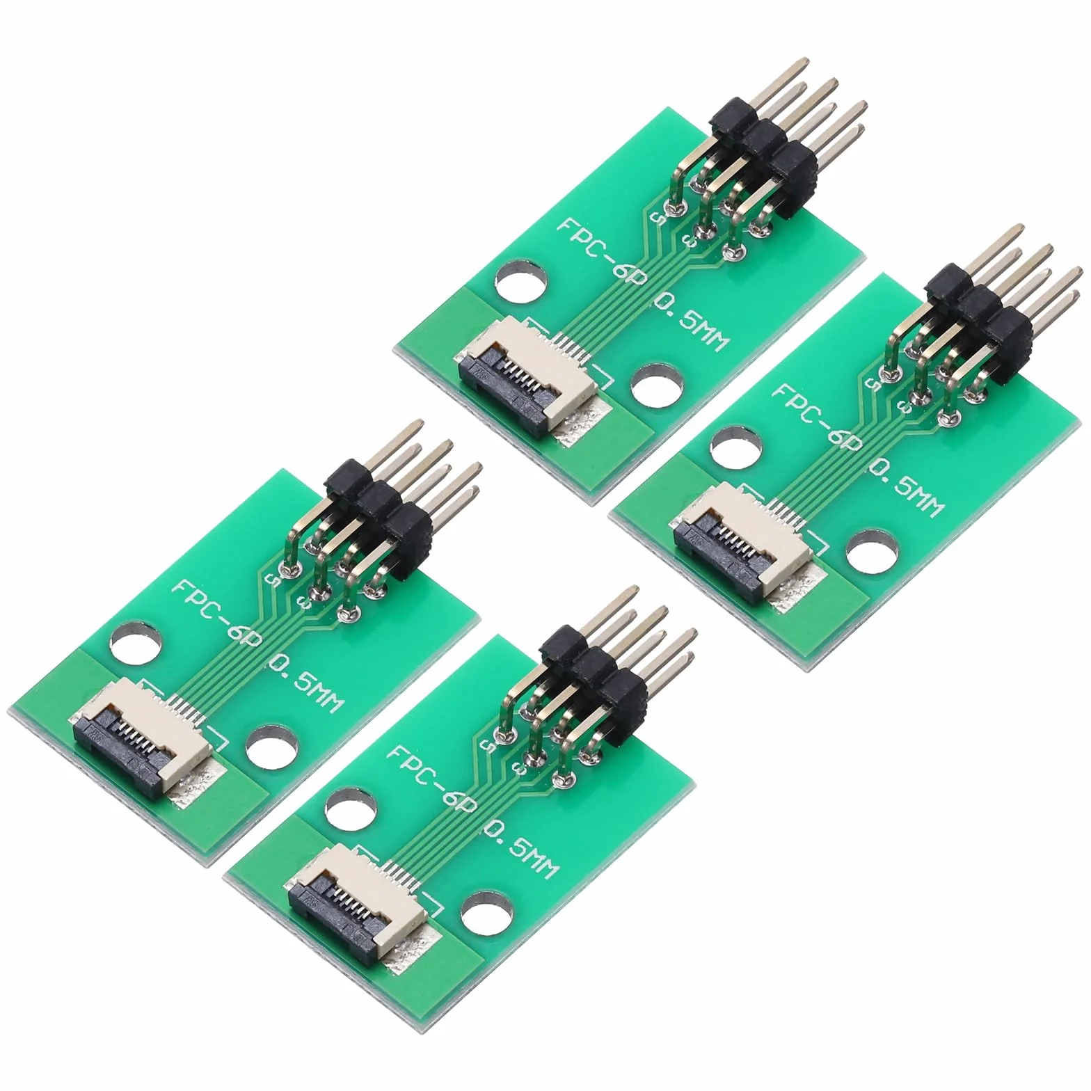 QUARKZMAN 4 szt. Złącze kart FFC FPC 6 pinów 0,5 mm gniazdo 2,54 mm podwójne rzędy kątowe gniazdo kątowe piny adapter do nagłówka adaptera, płyta konwertera PCB do telewizora DVD/kamer
