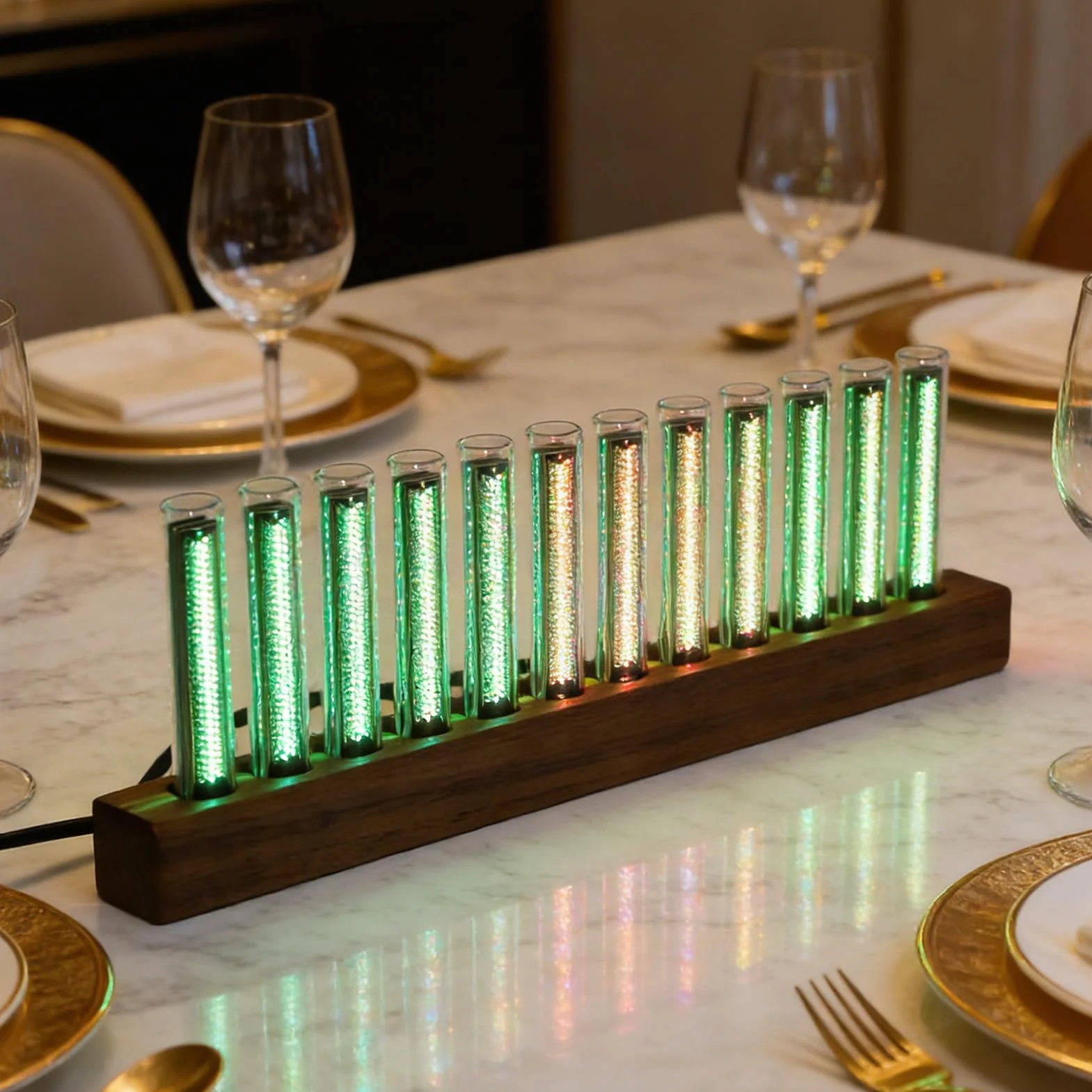 Bezprzewodowy Analizator Dźwięku LED 12 Lamp AGC RGB Wyświetlacz Widma Muzycznego