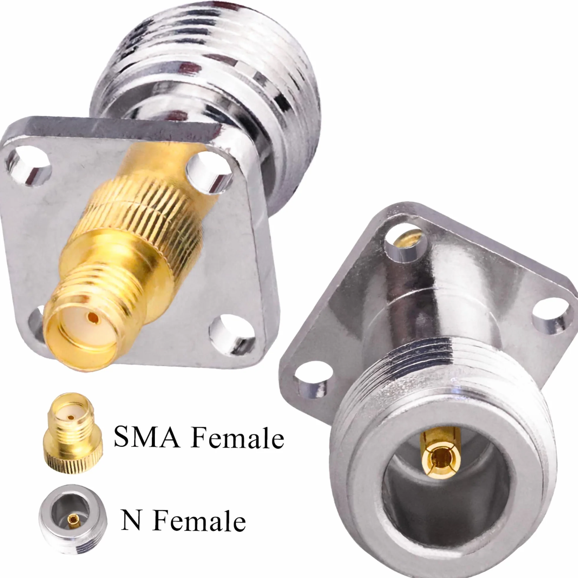 N Buchse auf SMA Buchse Panel Mount 4 Loch 17,5 mm Koax Adapter für RF Antennen Wifi Radios