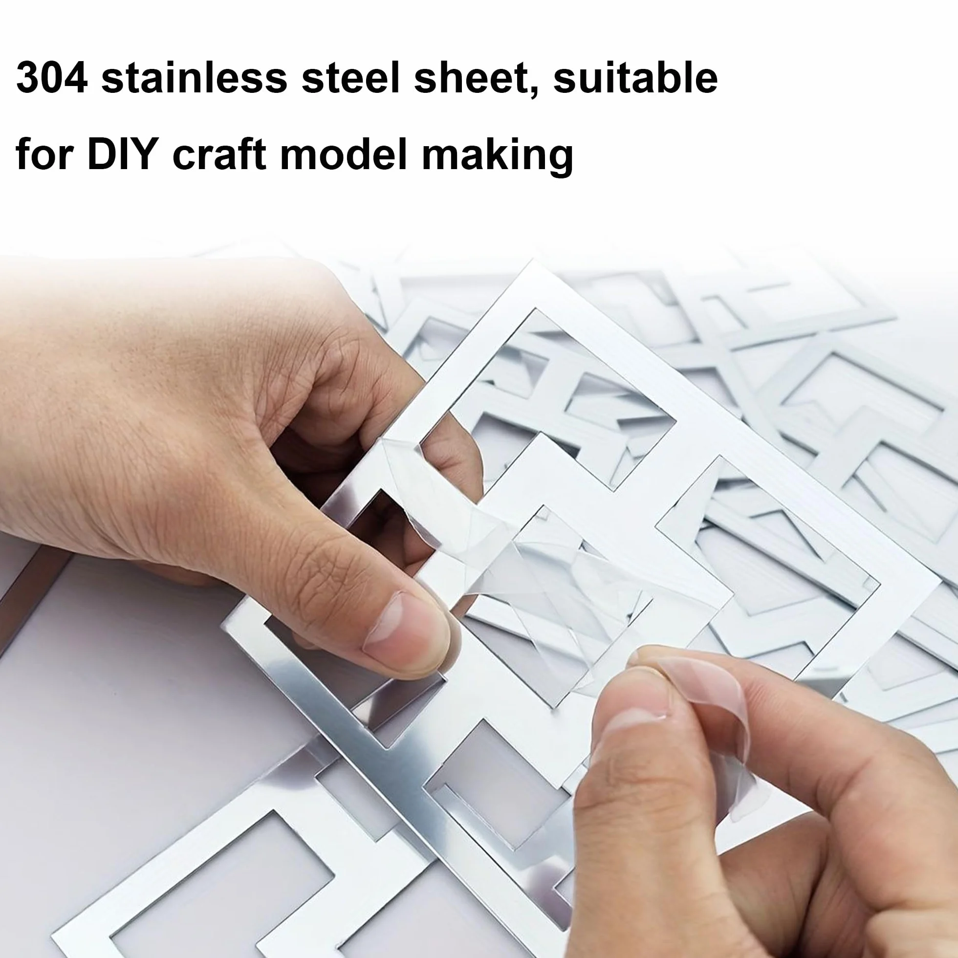 Blacha ze stali nierdzewnej 304, 153 mm x 153 mm, grubość 1,2 mm, prostokątna blacha ze stali nierdzewnej, z folią ochronną, do modelarstwa, rzemiosła i DIY (2 sztuki)