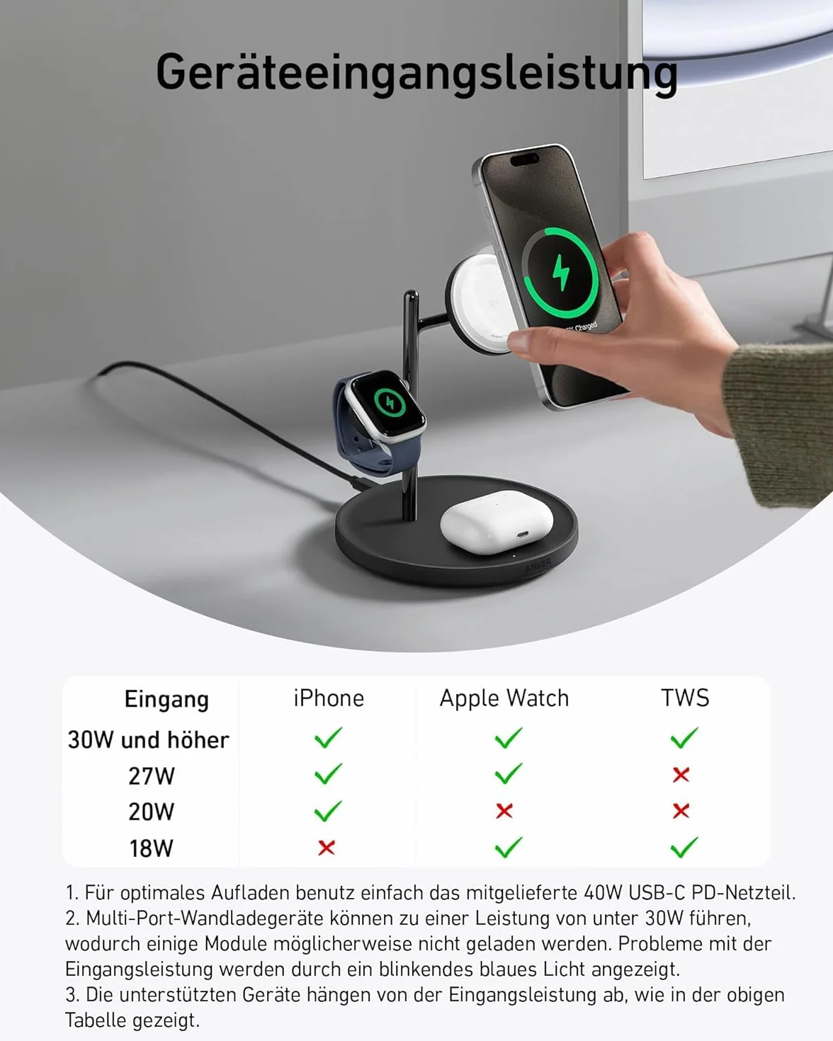MagGo Stacja magnetyczna 3-in-1 15W Czarna