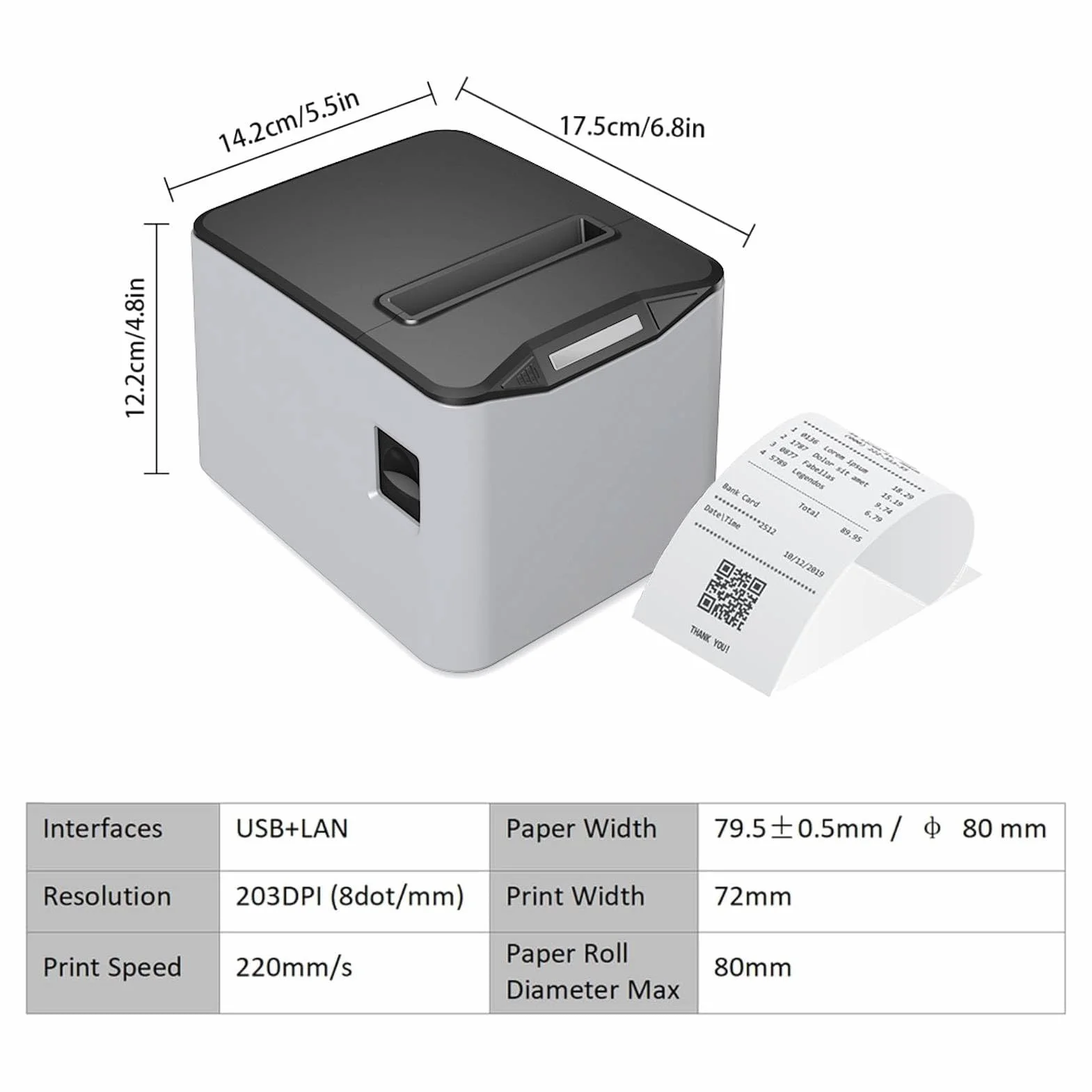 Bisofice POS-8370 drukarka termiczna 80 mm ESC/POS, automatyczne cięcie, USB Ethernet, 220 mm/s