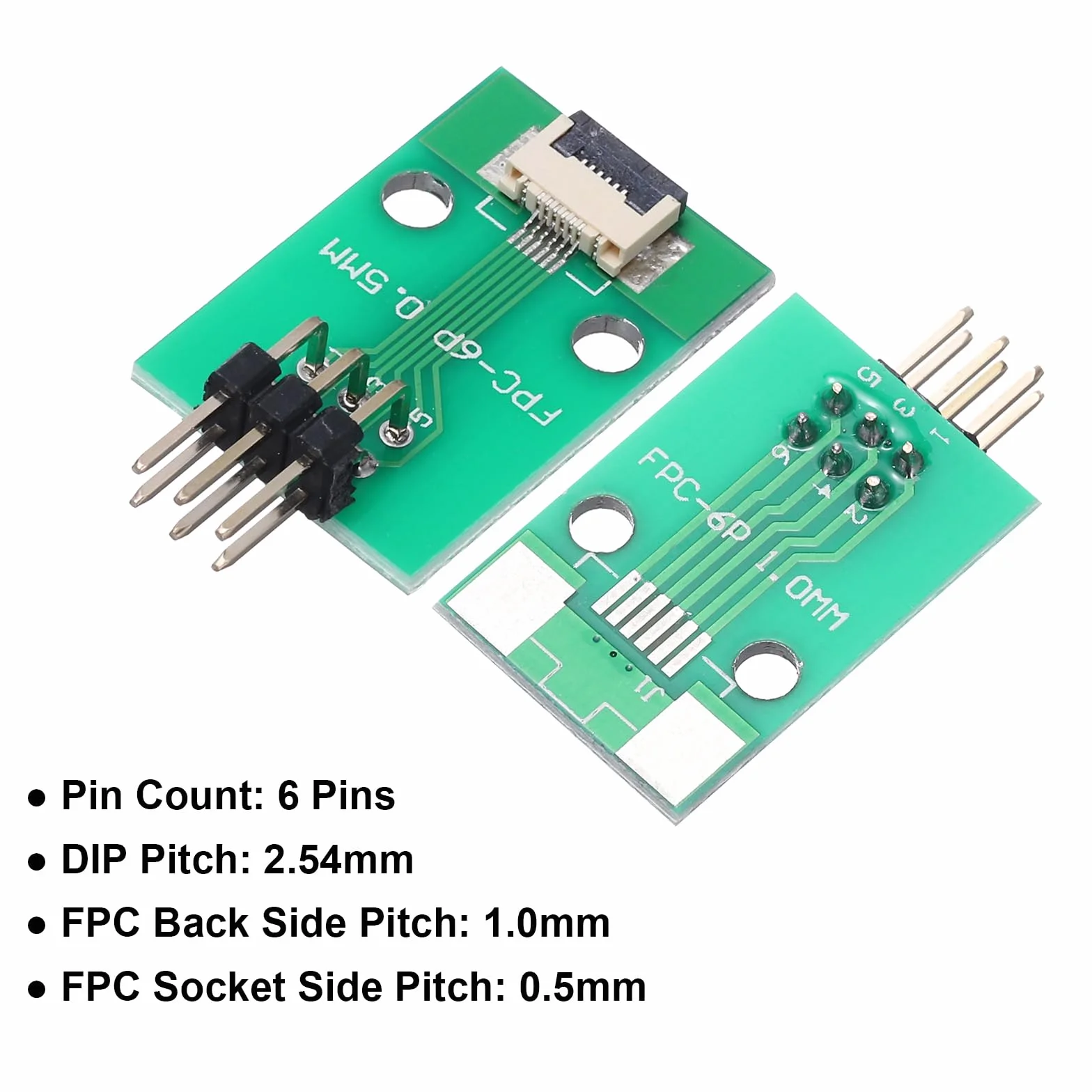 QUARKZMAN 4 szt. Złącze kart FFC FPC 6 pinów 0,5 mm gniazdo 2,54 mm podwójne rzędy kątowe gniazdo kątowe piny adapter do nagłówka adaptera, płyta konwertera PCB do telewizora DVD/kamer