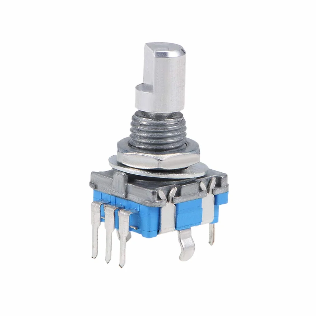 sourcing map Enkoder obrotowy 360 stopni Przełącznik kodu Potencjometr cyfrowy EC11 7-pinowy 15mm D-Shaft 2szt