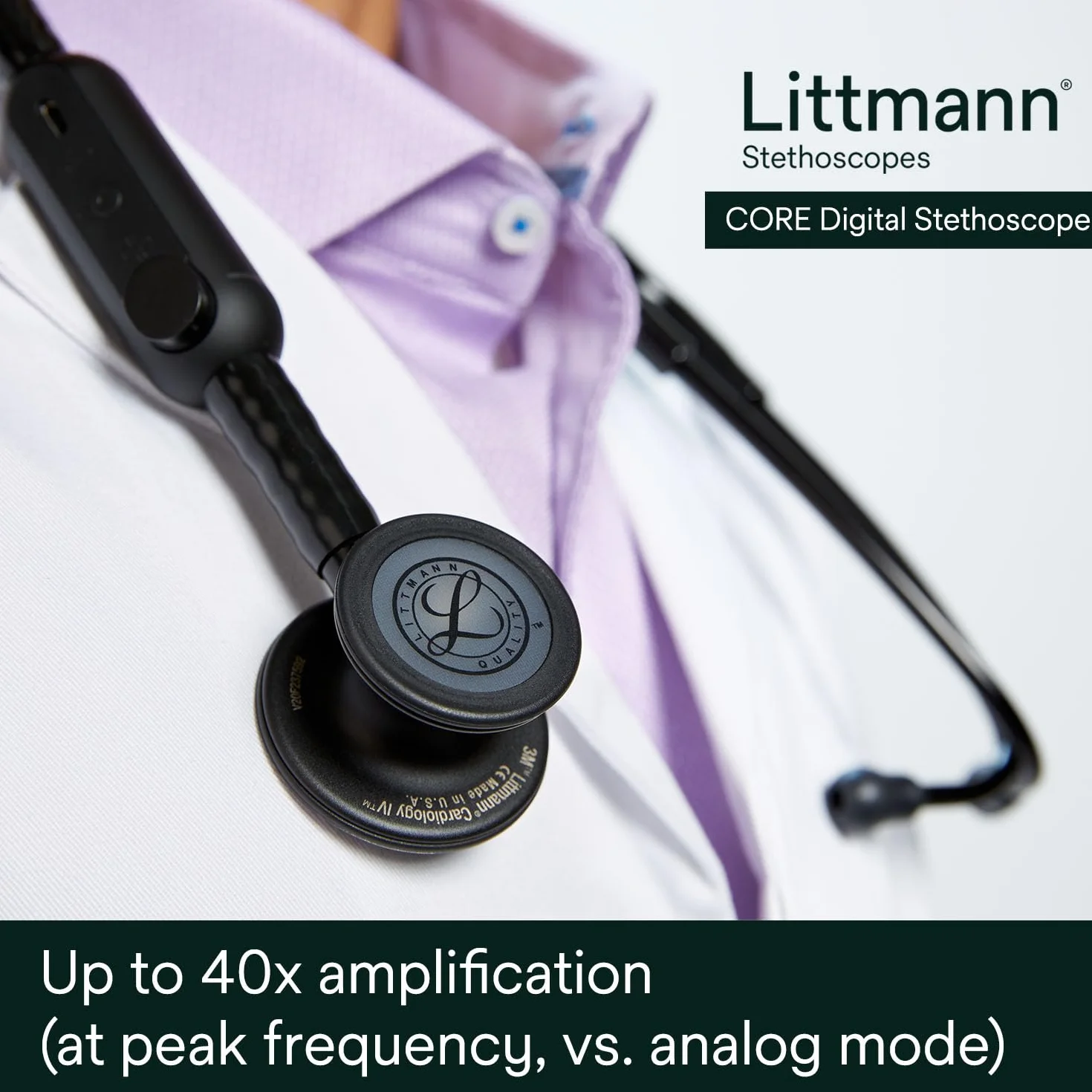 3M Littmann CORE Stetoskop cyfrowy, 8490, czarny
