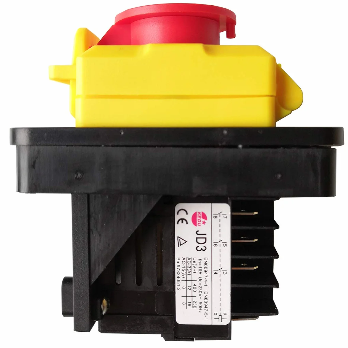 Wodoszczelny przemysłowy przełącznik elektromagnetyczny KEDU KJD11 JD3 8-biegunowy 10-pinowy przełącznik przyciskowy przekaźnik (8-pinowy 230 V z osłoną)