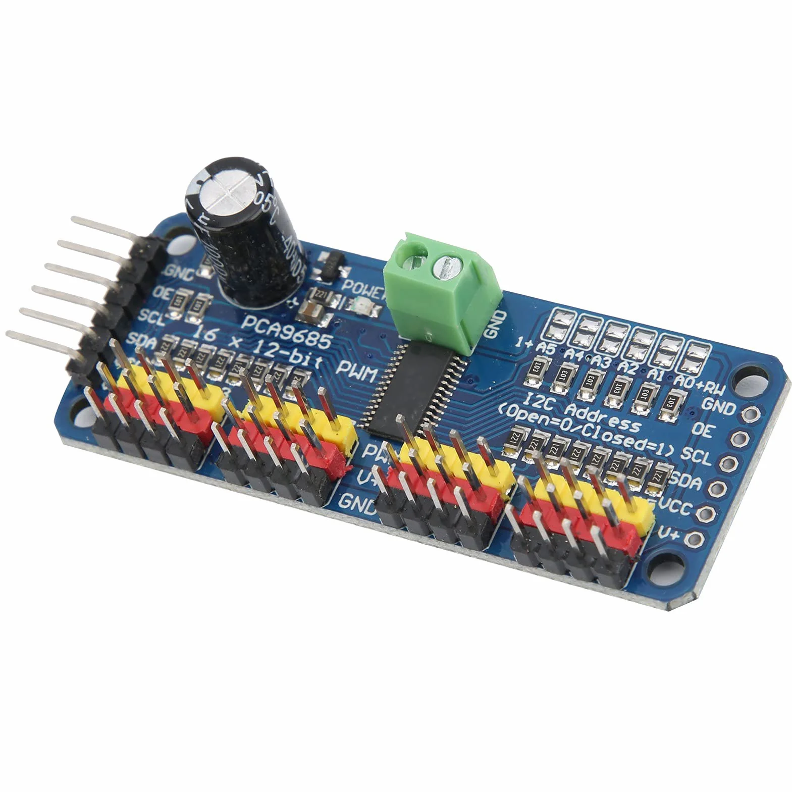 SENECESLI Sterownik Serwo PWM PCA9685 16-kanałowy Moduł Płytki Napędu Silnika dla Robota, 5V