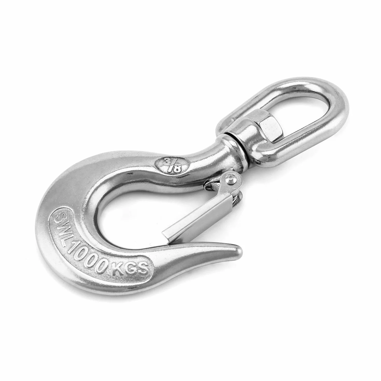 QWORK® Hak do podnoszenia dźwigu z zatrzaskiem, obrotowy haczyk na oczko, akcesoria do olinowania 1000 kg