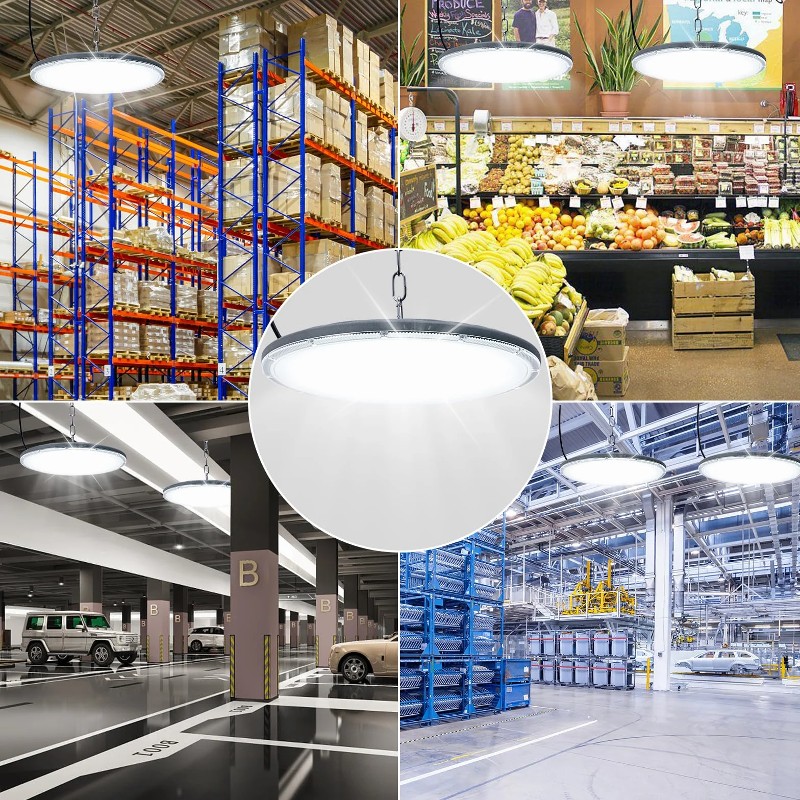 200W LED UFO High Bay Light, UFO Spot High Bay Light 6500K Zimna biel 20000LM Reflektor LED Przemysłowy IP65 Wodoodporne światło punktowe High Bay Light, UFO LED Spot dla siłowni Fabryka Magazyn