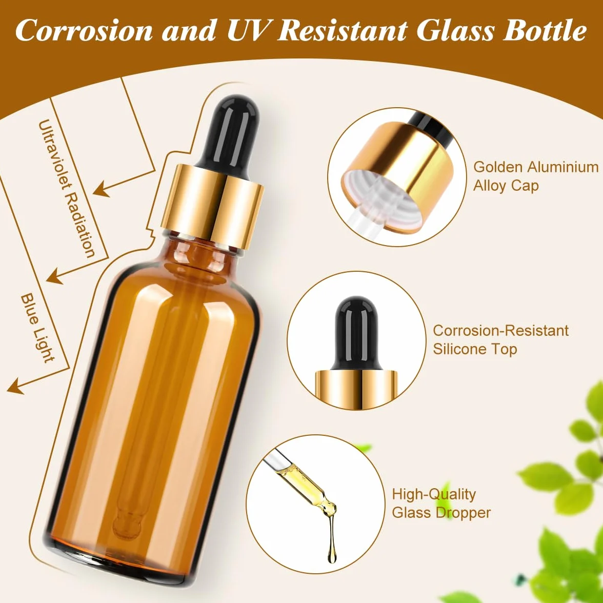 Szklane butelki z zakraplaczem, 30 ml/50 ml, butelka z zakraplaczem z lejkami, etykiety na pipetę, wielokrotnego użytku, bursztynowe szklane butelki na perfumy, olejki eteryczne, mieszanki
