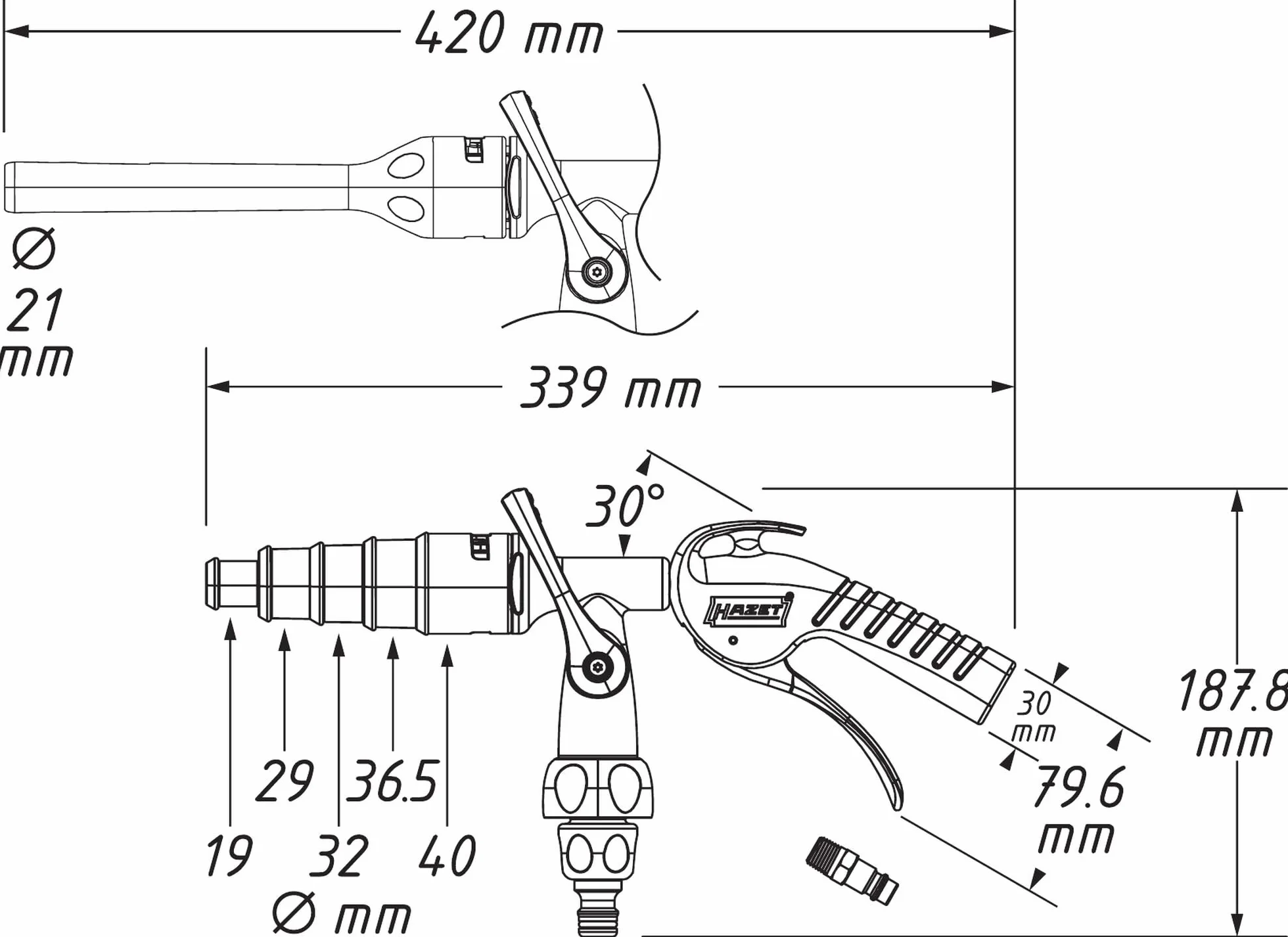 HAZET Zestaw pistoletów do mycia 9048P-2/3 I Płuczka układu chłodzenia I Zakres temperatur od -10 do 40 stopni I Czyszczenie bez użycia agresywnych chemikaliów lub rozpuszczalników