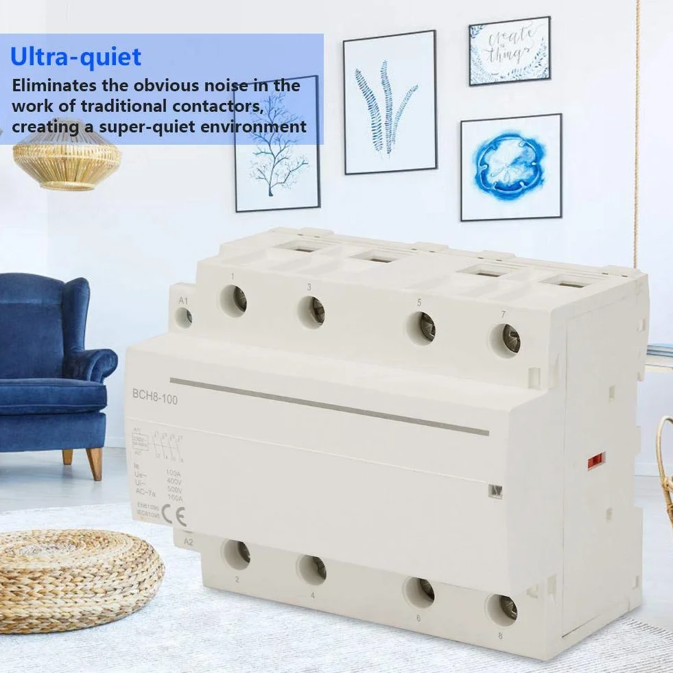 Stycznik prądu przemiennego 4P 4NC 100A 50/60Hz Stycznik prądu zmiennego do użytku domowego na szynę DIN Niskie zużycie energii (AC230V)