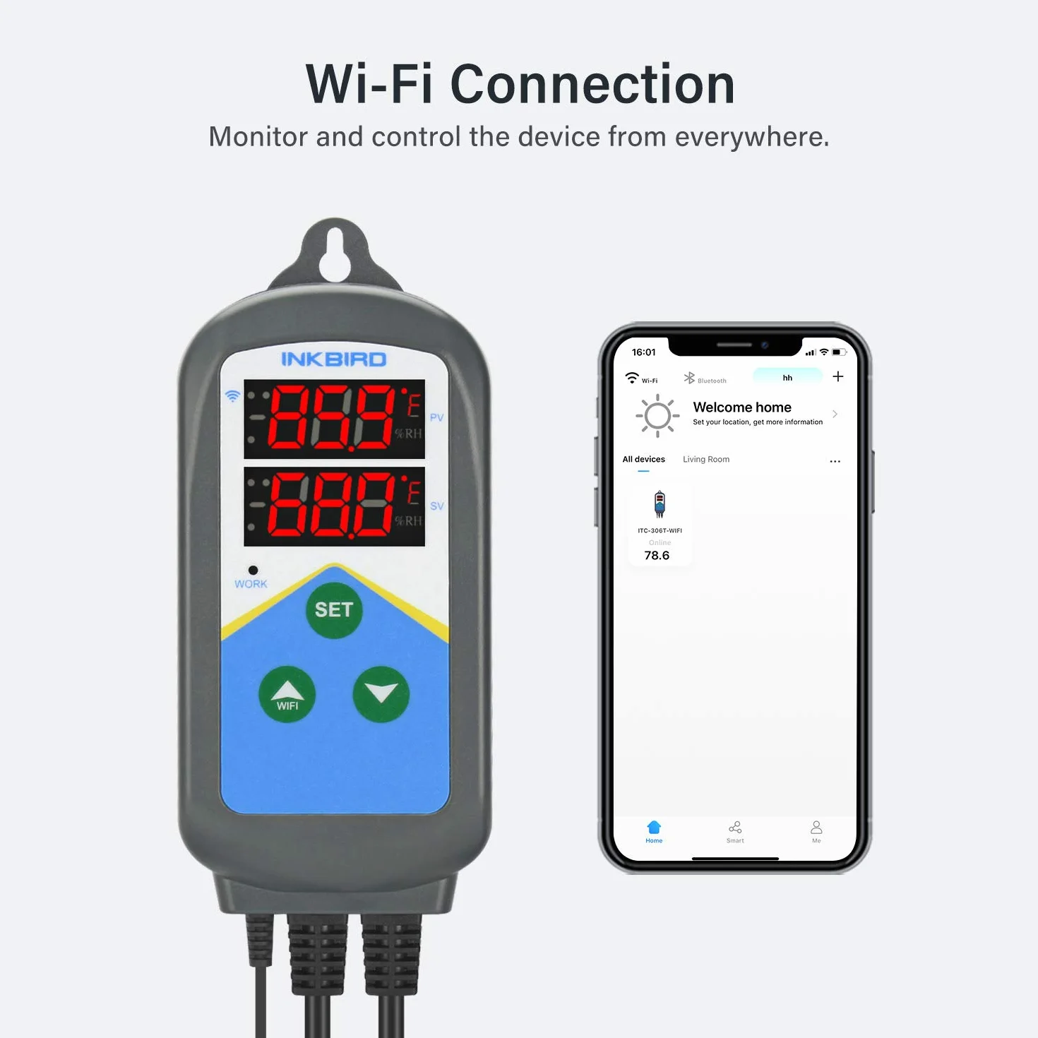 Inkbird Gniazdo termostatu WiFi cyfrowy termostat z czujnikiem do szklarni