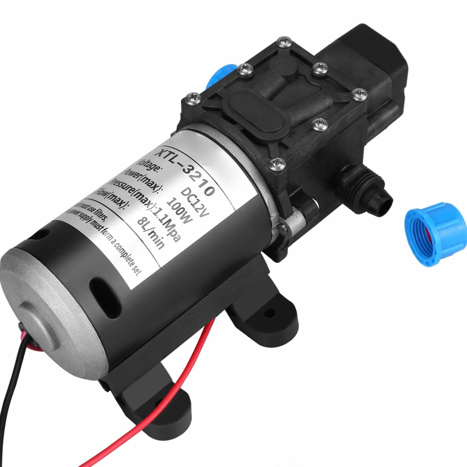 Pompa Wodna DC 12 V Wysokociśnieniowa Membranowa Pompa Wodna 160 Psi 100 W 8 L/min Samozasysająca Pompa Wodna Wydajna Automatyczna Pompa Ciśnieniowa Mocna Pompa Automatyczna,