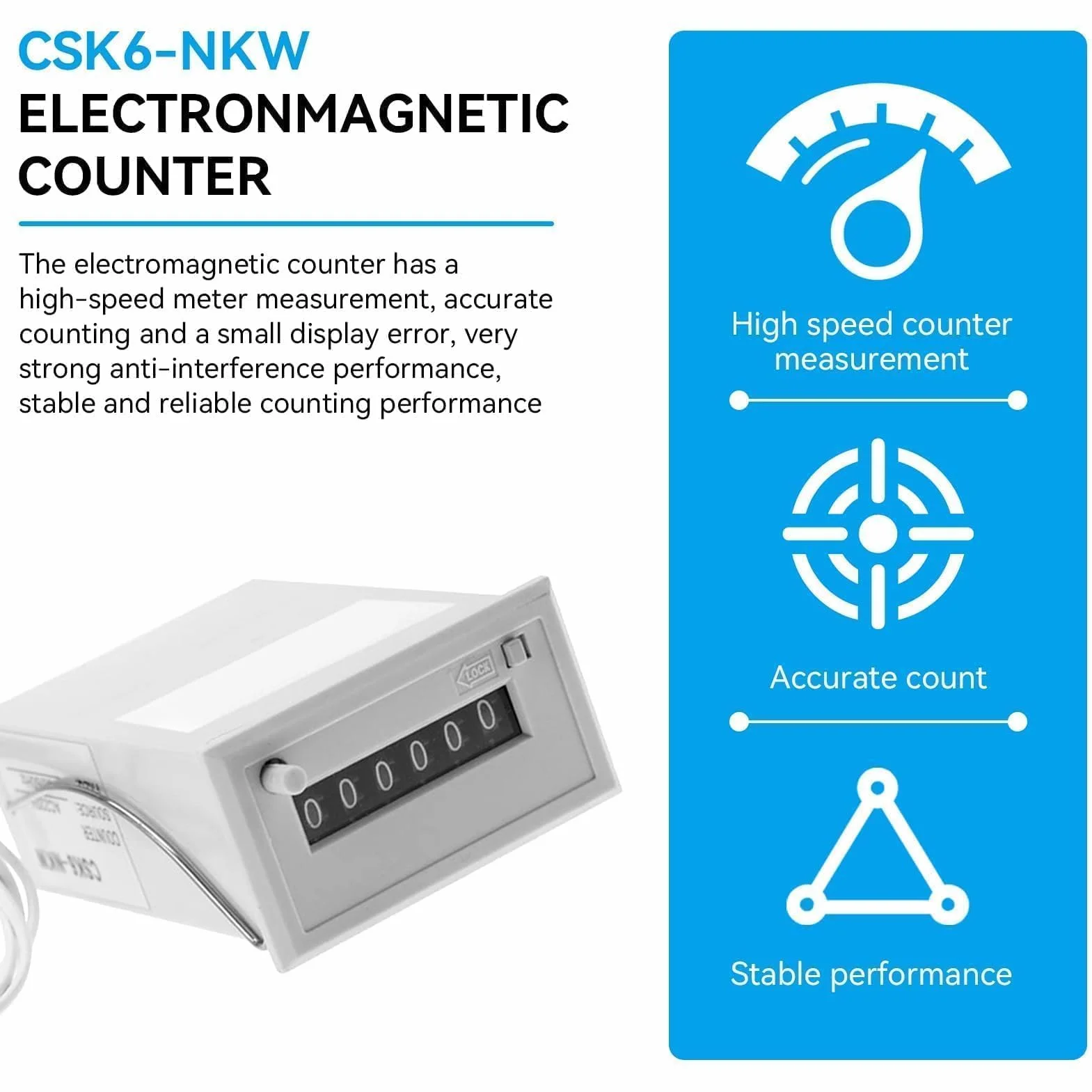 Agatige Licznik elektromagnetyczny CSK6-NKW 6-cyfrowy AC220V/AC110V/DC24V/DC12V