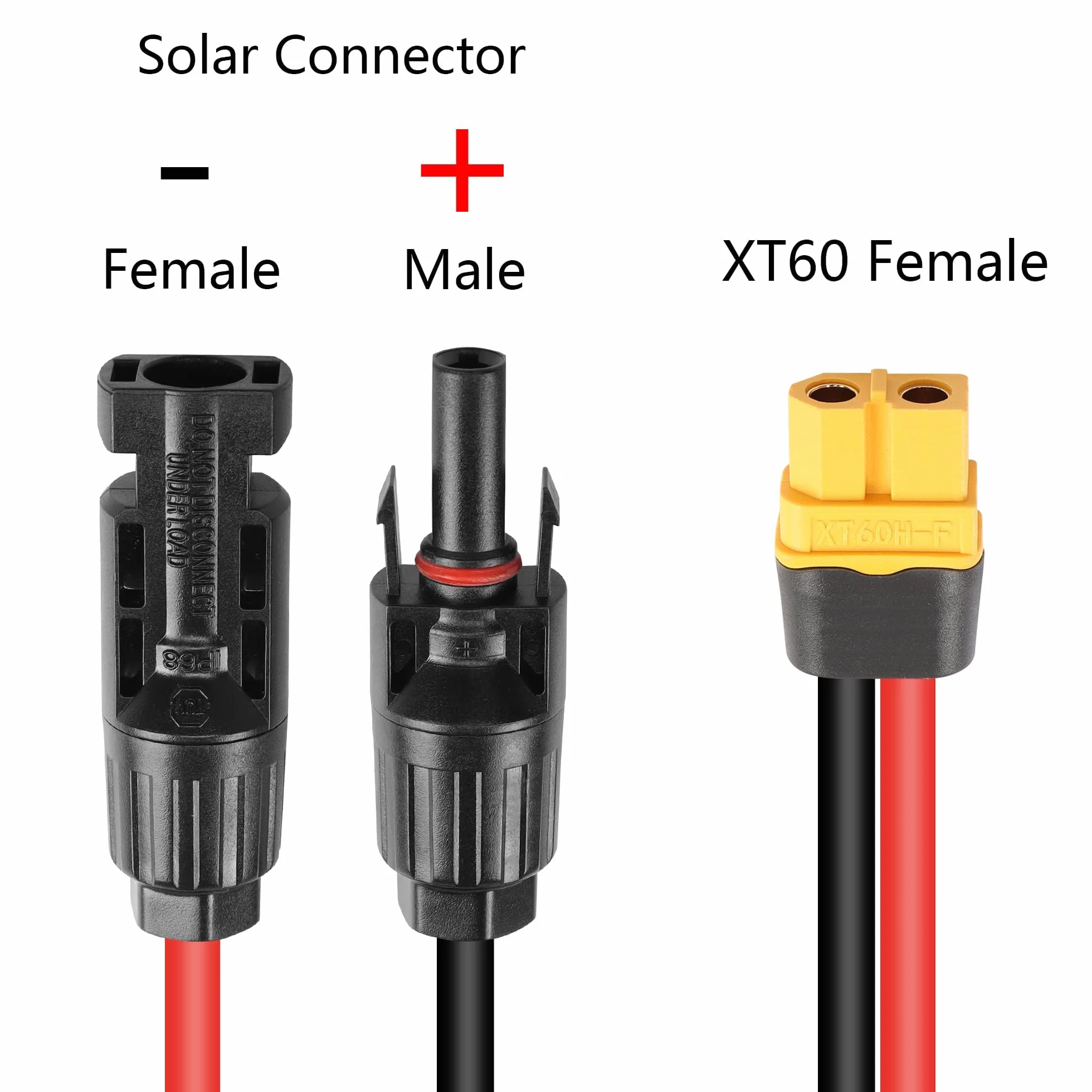 Kabel zasilający słoneczny XT60 3mm² 60cm 12AWG do przenośnej stacji zasilania generatora solarnego