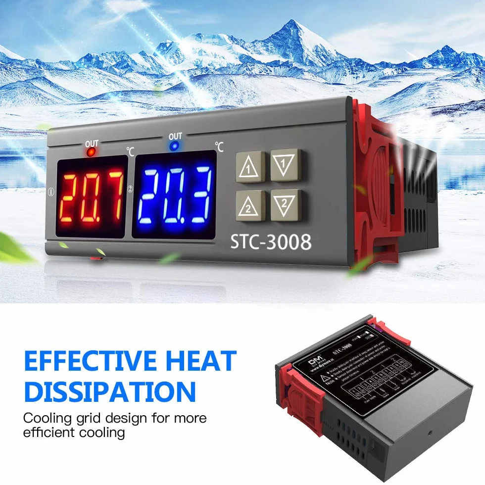 diymore STC-3008 regulator temperatury cyfrowy z podwójnym czujnikiem NTC