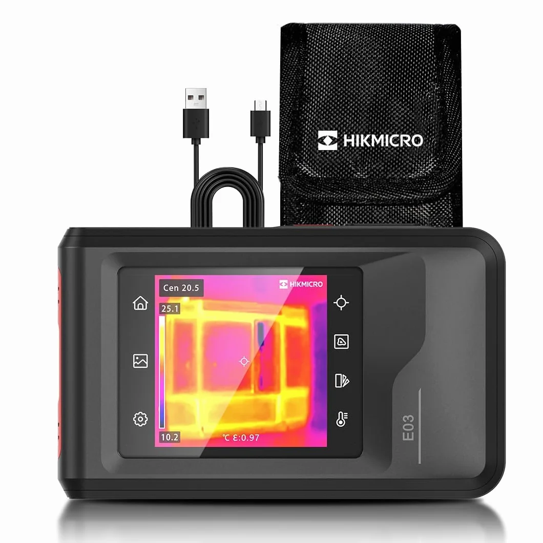 HIKMICRO E03 kieszonkowa kamera termowizyjna 240x240 SuperIR 96x96 25Hz 3,5 cala IP54 -20°C do 350°C
