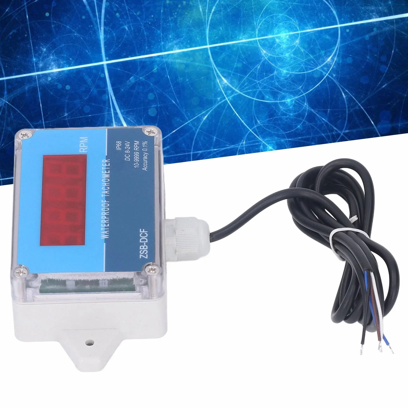 Oumefar Tachometr Cyfrowy 10-9999 RPM Czujnik Hall IP68 Wyświetlacz LED 8-24V DC