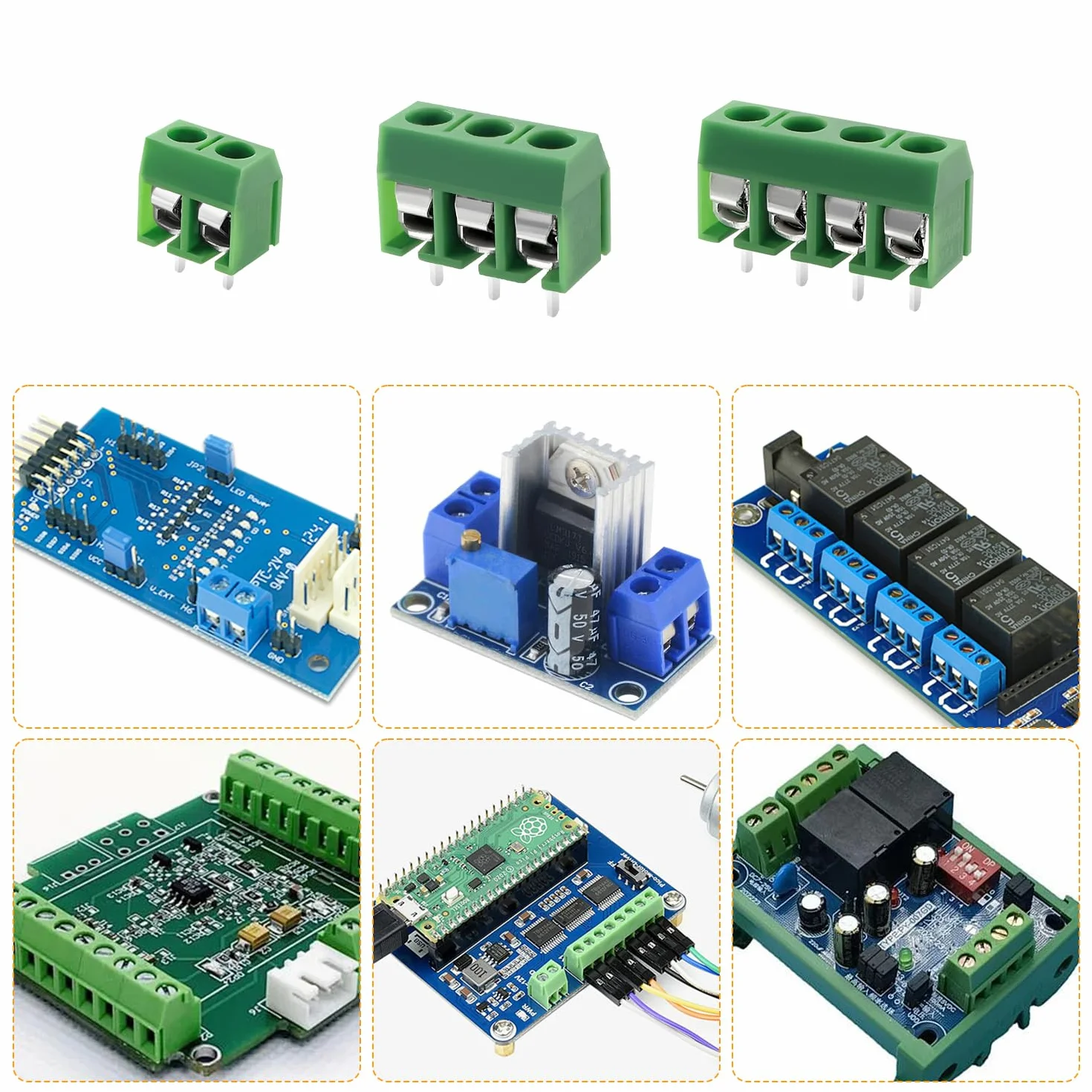 100 Sztuk 5mm 2/3 / 4-Pinowych Zacisków Śrubowych do Montażu na Płytce Drukowanej, Zacisk Śrubowy do PCB, ze Śrubokrętem, do Projektów Arduino DIY, Zielony