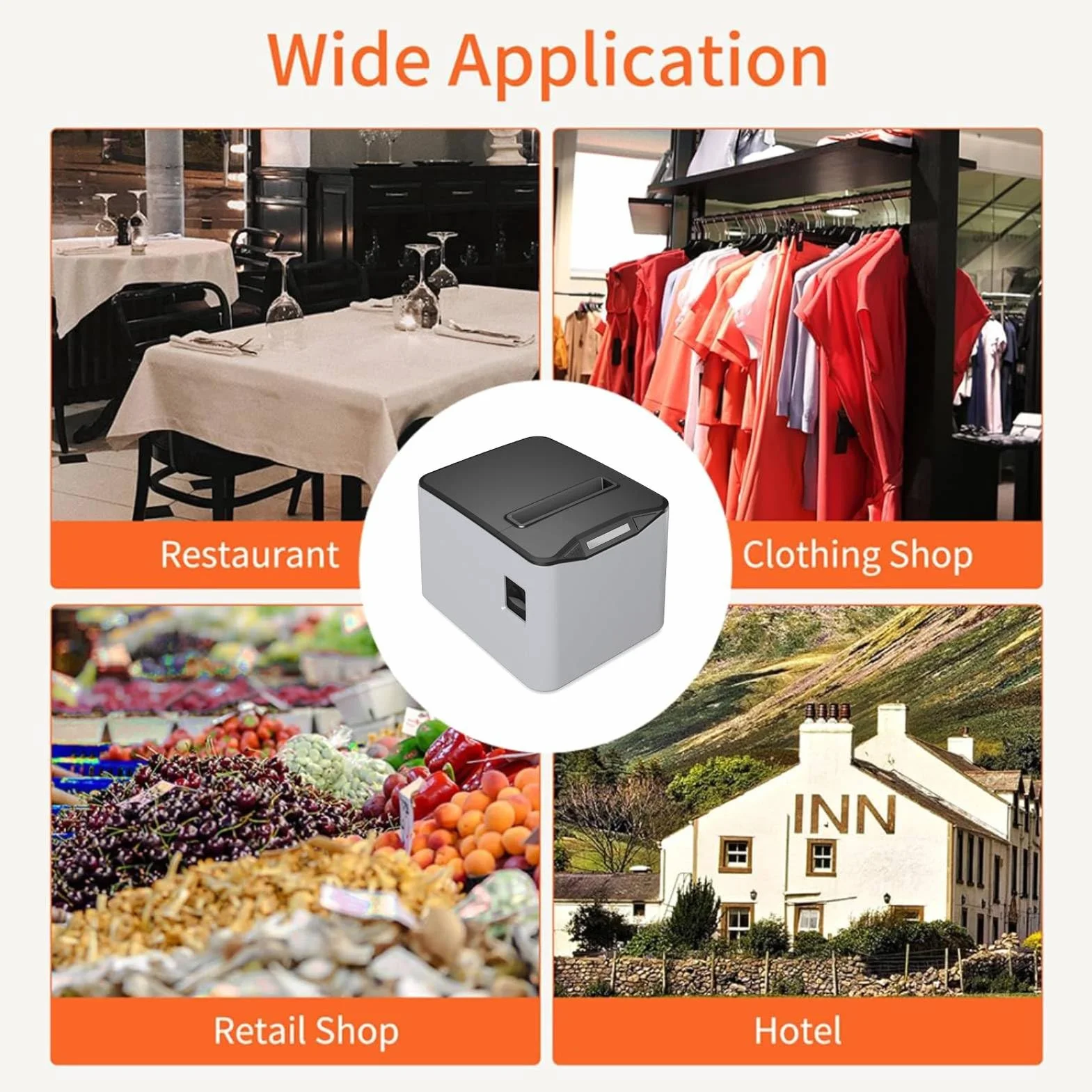 Bisofice Drukarka termiczna 80 mm ESC/POS automatyczne cięcie 220 mm/s USB Ethernet POS-8370