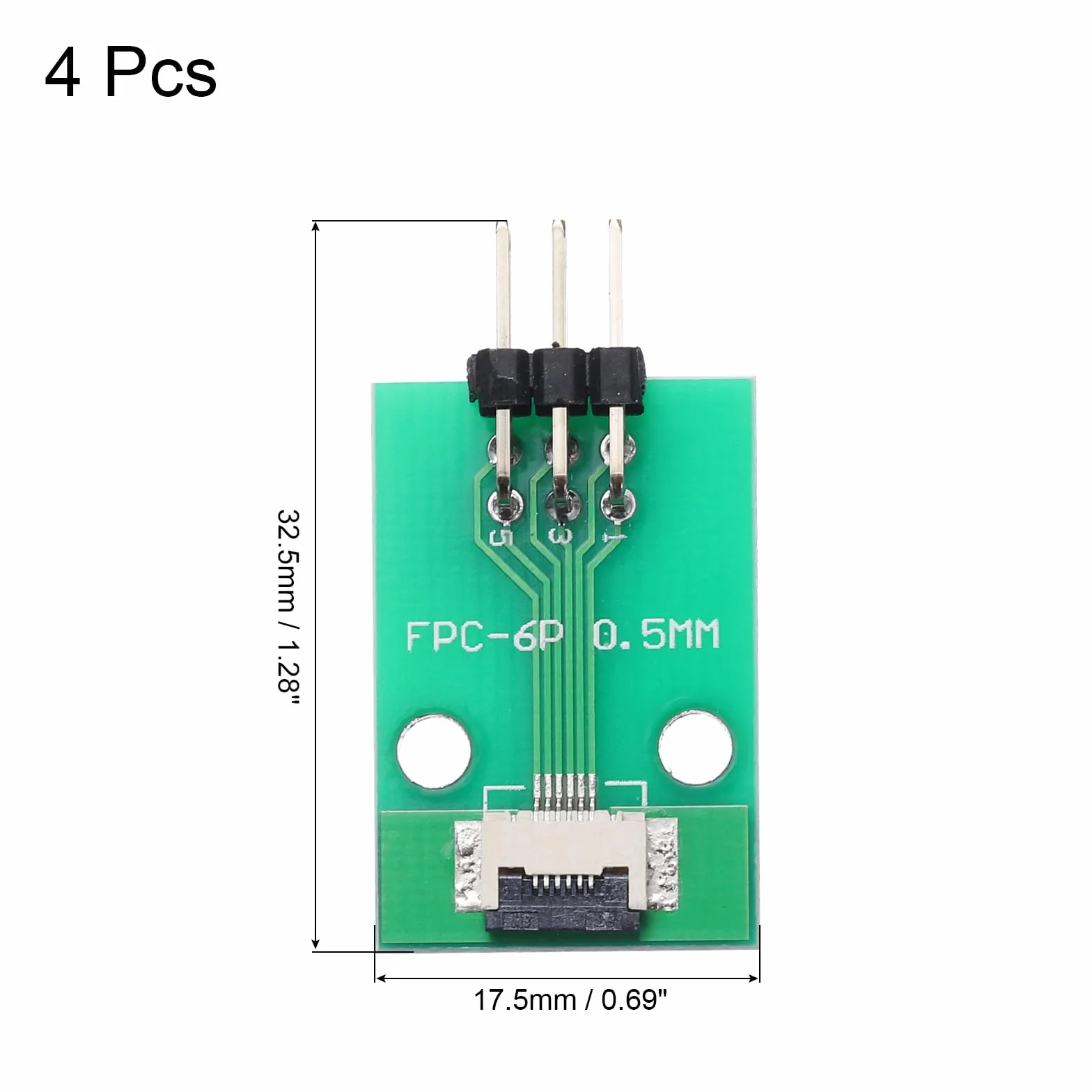 QUARKZMAN 4 szt. Złącze kart FFC FPC 6 pinów 0,5 mm gniazdo 2,54 mm podwójne rzędy kątowe gniazdo kątowe piny adapter do nagłówka adaptera, płyta konwertera PCB do telewizora DVD/kamer