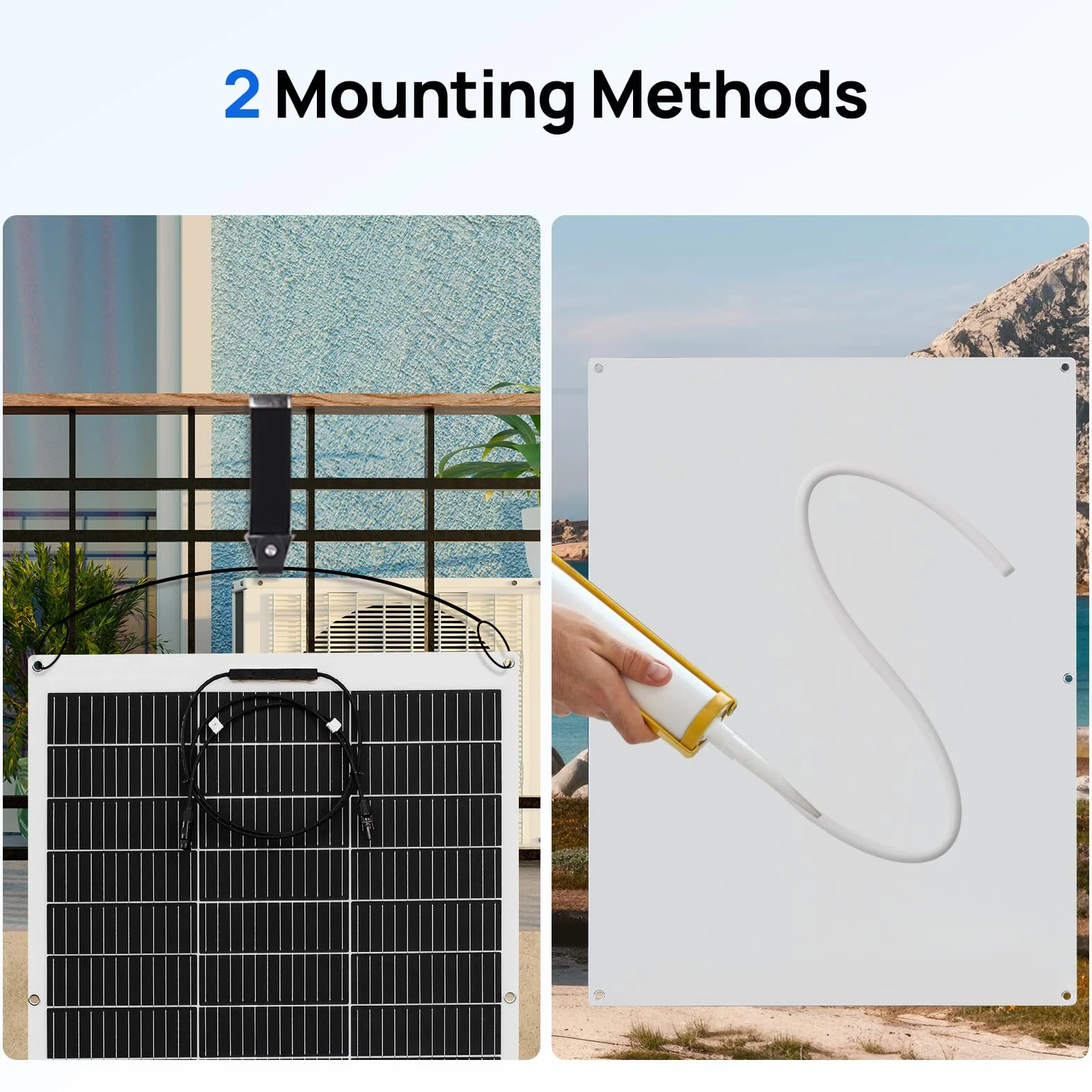 ECO-WORTHY Panel słoneczny 130 W 12 V, elastyczny monokrystaliczny panel słoneczny, moduł słoneczny z kablem ładującym do kampera, samochodu, łodzi, akumulatorów 12 V