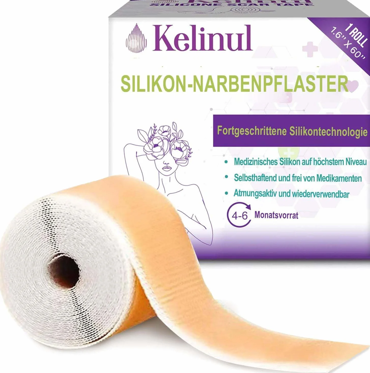 Paski silikonowe (4 cm x 1,5 m) – miękki żel silikonowy, wielokrotnego użytku, do pielęgnacji skóry