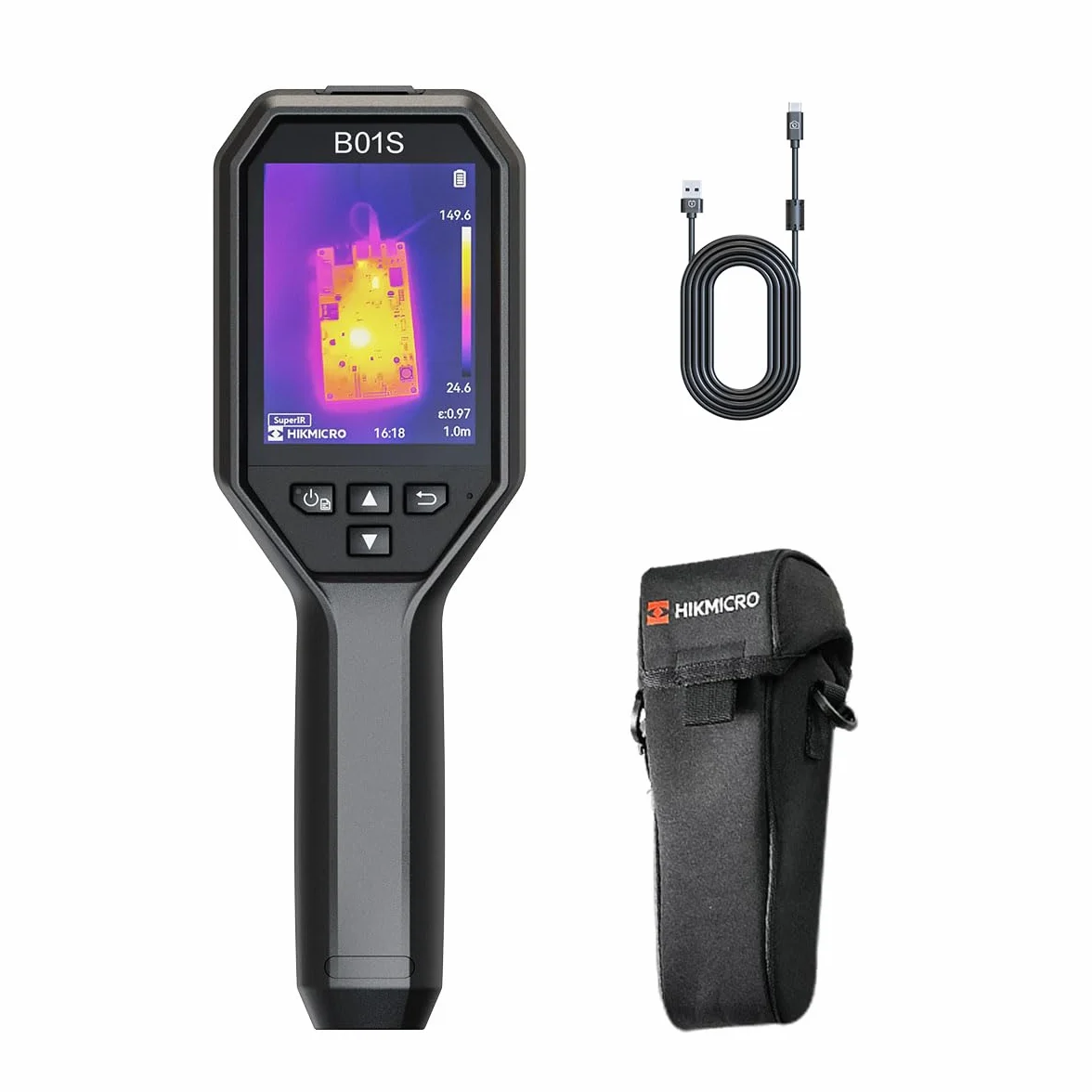 Kamera termowizyjna HIKMICRO B01S SuperIR 256 x 192 rozdzielczość IR, WiFi, 25 Hz, wyświetlacz LCD o rozdzielczości 640 x 480 pikseli, NETD< 40 mk, -20°C ~ 550°C kamera termiczna z analizą komputera