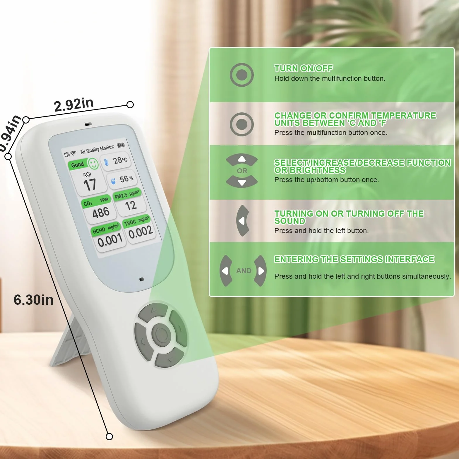 Miernik jakości powietrza 10 w 1, NDIR WiFi monitor jakości powietrza z AQI/CO2/PM1.0/PM2.5/PM10/HCHO/TVOC, temperatura i wilgotność, przenośny detektor formaldehydu z inteligentną aplikacją do domu i