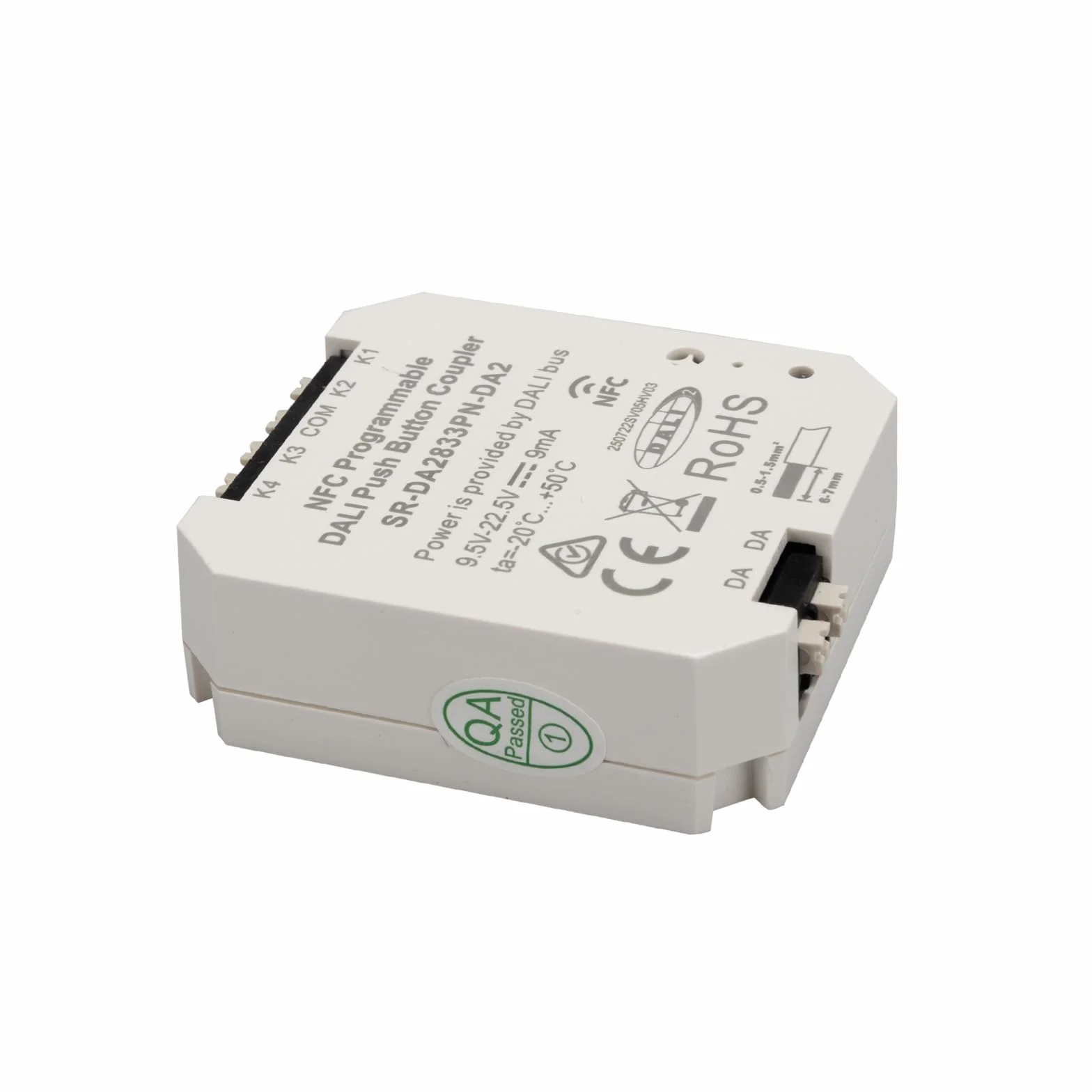 CONNEX SR-DA2833PN-DA2 NFC programowalny 4-kanałowy łącznik przycisków DALI-2, podtynkowy, zasilanie magistralowe