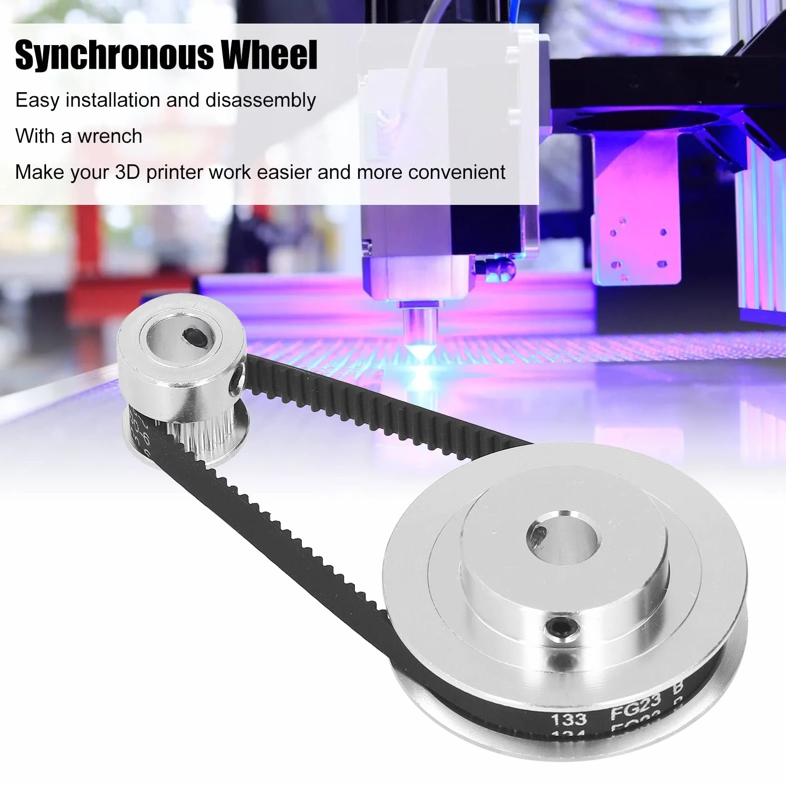 Koło Synchroniczne 2 Zestawy kół Pasowych Rozrządu ze Stopu Aluminium 200 mm 6 mm Pasek Długość Otwór 8 mm dla Silnika Spalinowego Koła Pasowe do Przekładni