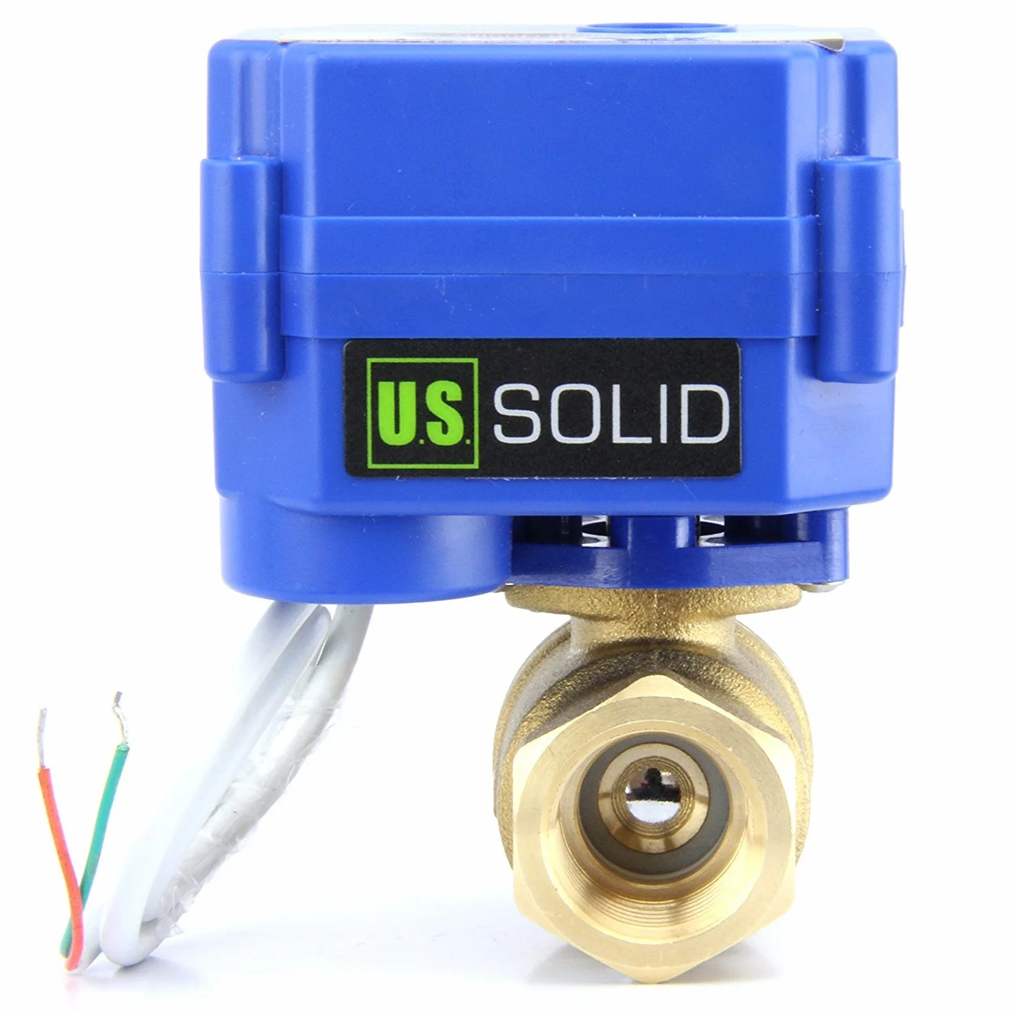 U.S. Solid 1" Zawór silnikowy Mosiądz 2-drożny elektryczny zawór sphere z napędem, 9-24V AC/DC, 2 przewody, automatyczny powrót NC