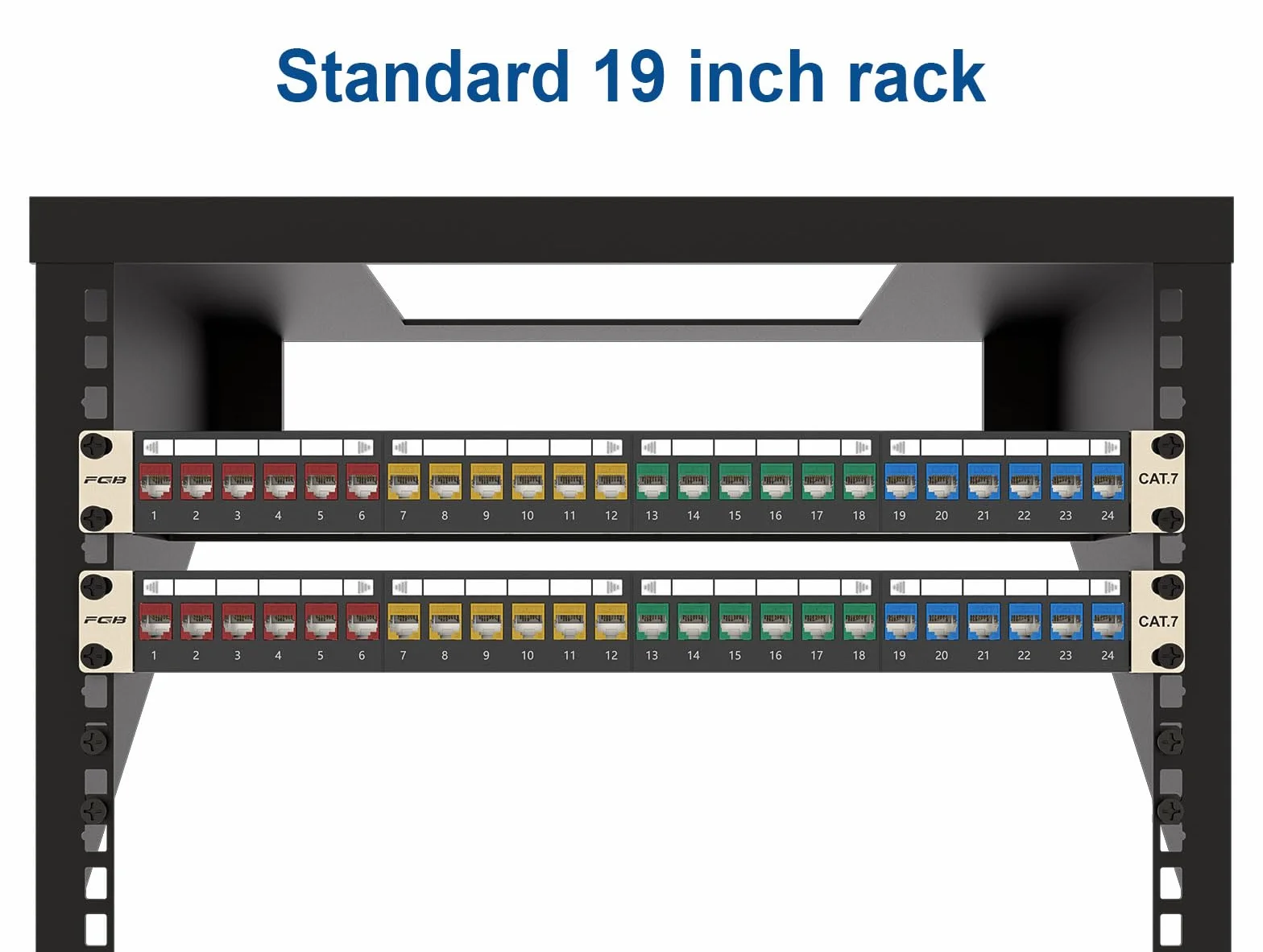 FGB Panel krosowy 24 porty CAT7 10 Gbps 19" RJ45 LAN 600 MHz