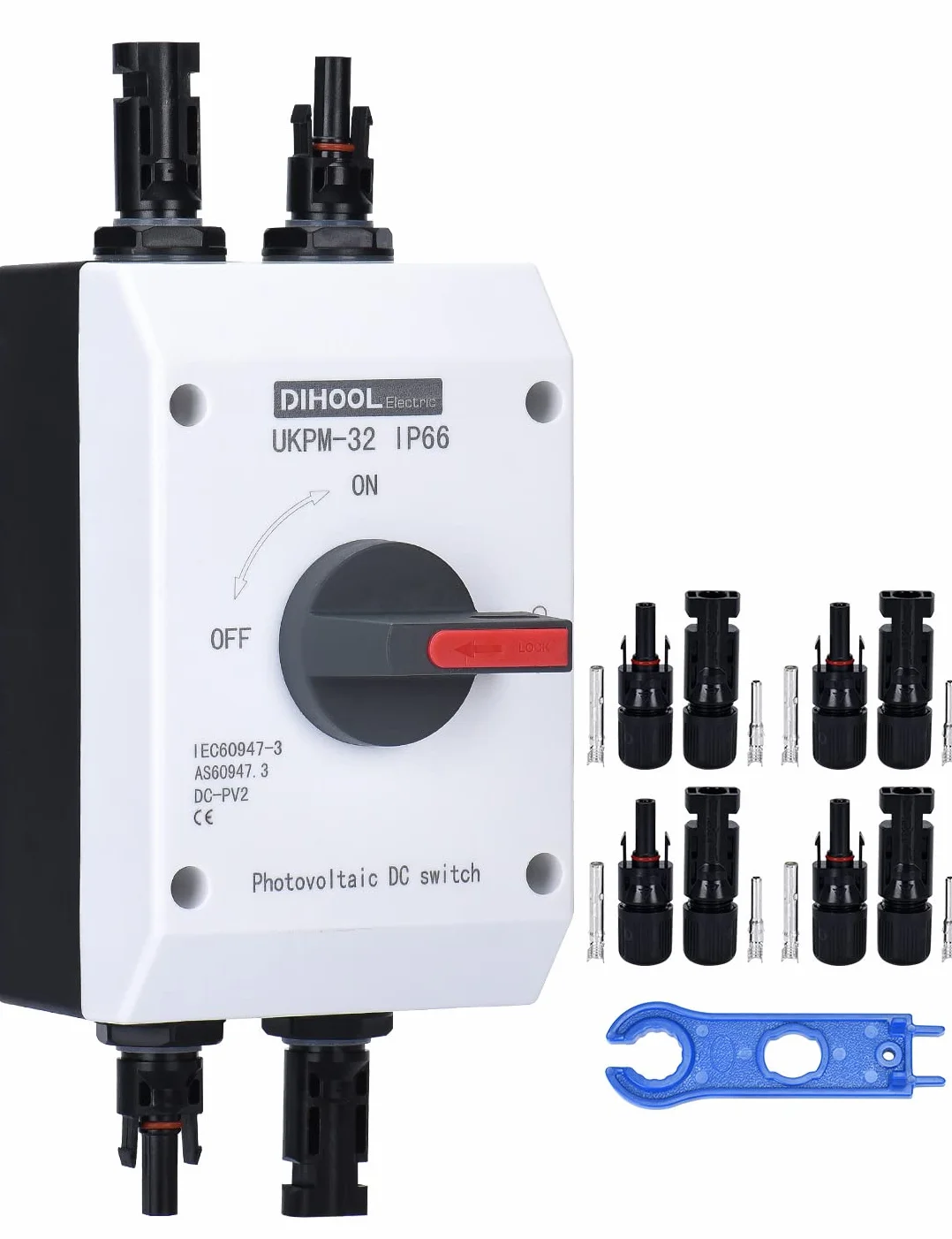 Odłącznik DC Wyłącznik IP65 Wodoodporna 32a 1200 V PV Combiner Box do systemu paneli słonecznych Układu słonecznego Panele słoneczne (32A IP66)