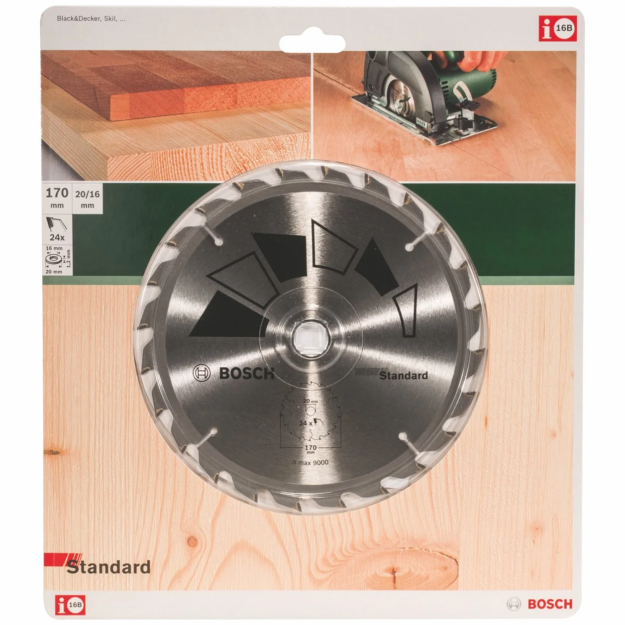 Bosch Tarcza pilarska Standard Ø 170 x 2.2/1.5 x 20/16 mm 24 Zęby węglikowe ATB