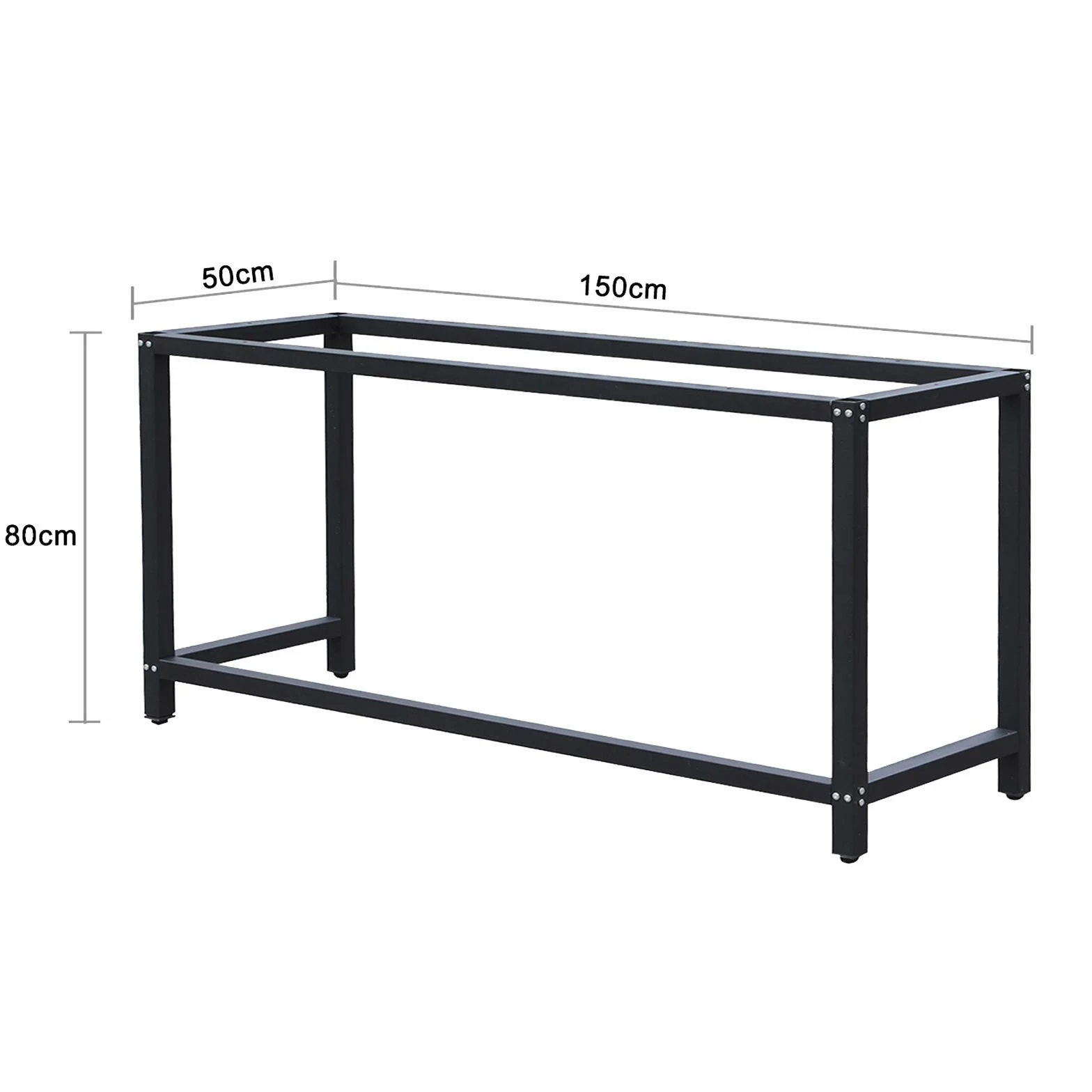 Wiltec Stelaż do stołu 150 x 50 x 80 cm, czarny, stal malowana proszkowo rama na stół warsztatowy biurko z nóżkami o regulowanej wysokości