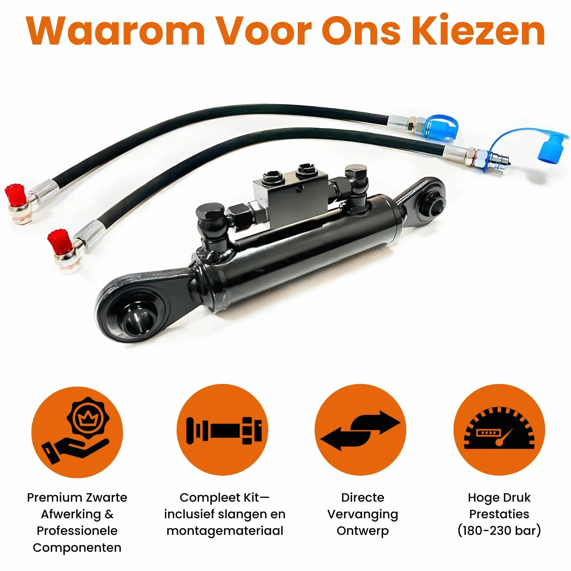 Łącznik górny hydrauliczny 360-470 mm z wężami