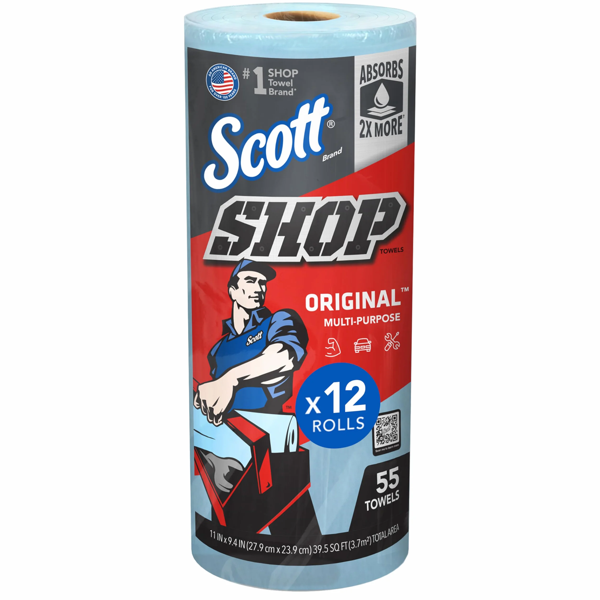 Scott Ręczniki sklepowe oryginalne (75147), niebieskie, 55 arkuszy/standardowa rolka, 12 rolek/etui, 660 ręczników/etui