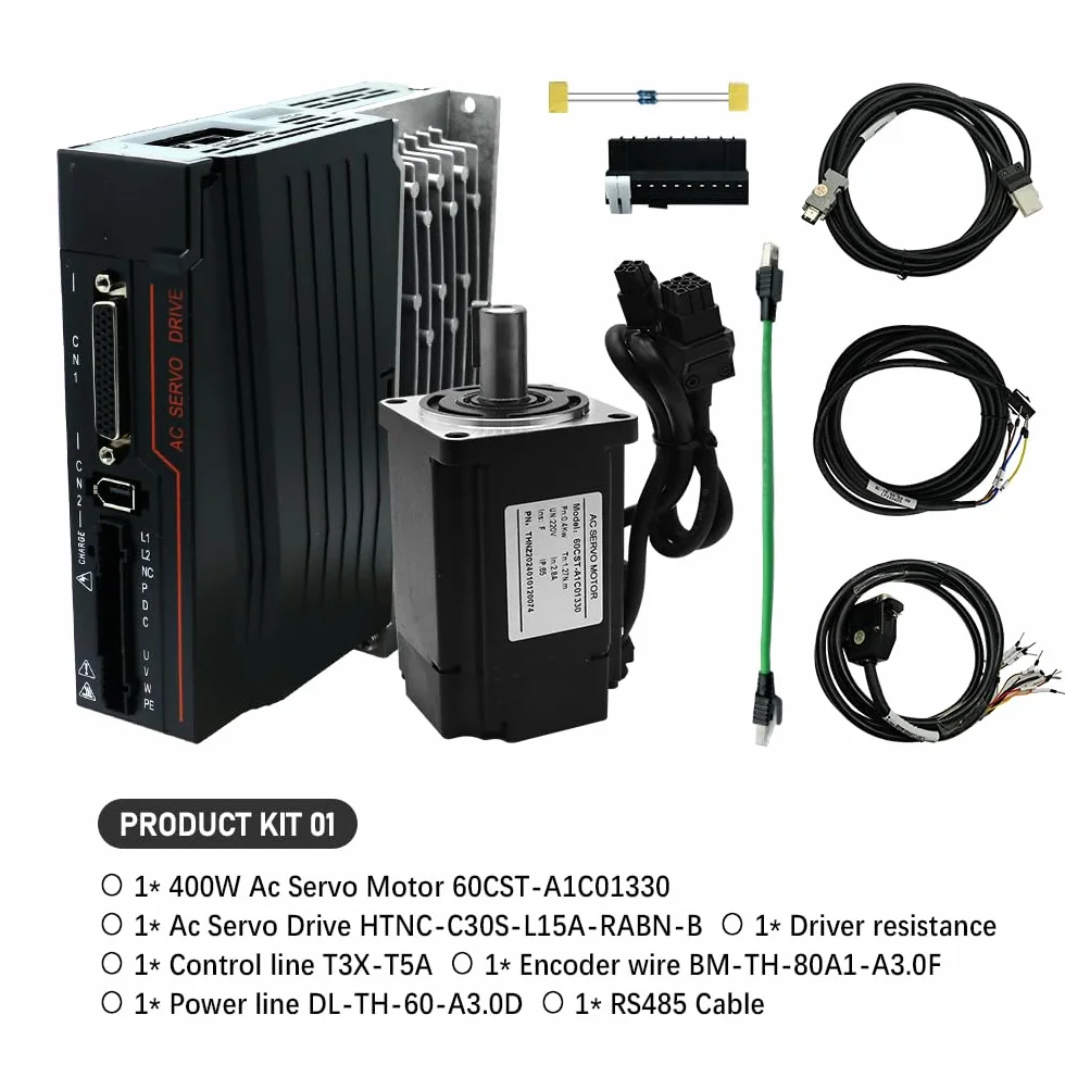 Silnik serwo 60CST-A1C01330 400W 1.27N.m 2.8A AC Servo Drive HTNC-C30S-L15A-RABN-B 220V RS485