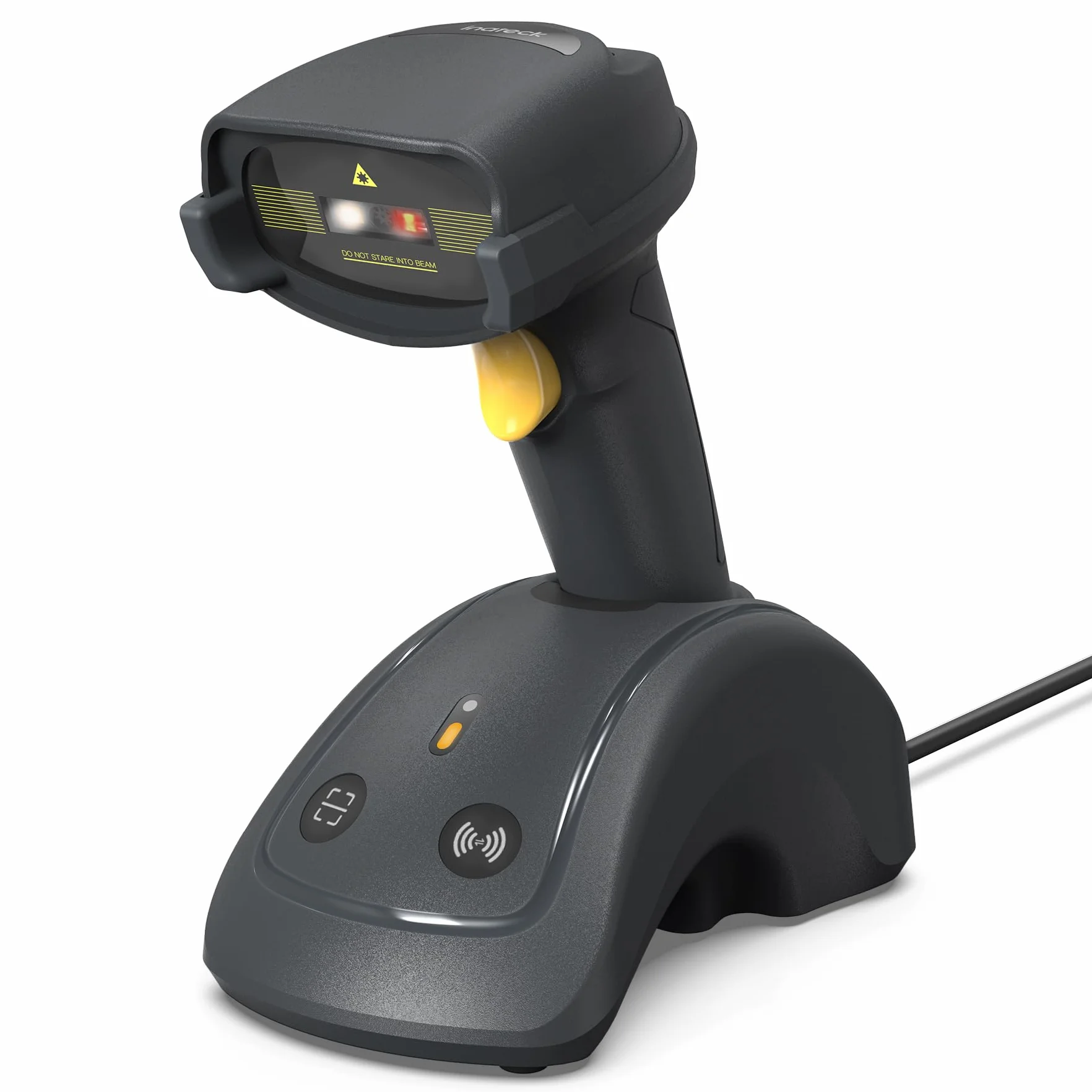 Inateck Skaner kodów kreskowych, bezprzewodowy skaner kodów QR z Smart Base, 1D/2D, Bluetooth/2.4G/USB 3 w 1, kompatybilny z systemem Windows/iOS/Android/Mac/Linux do handlu detalicznego/magazynu